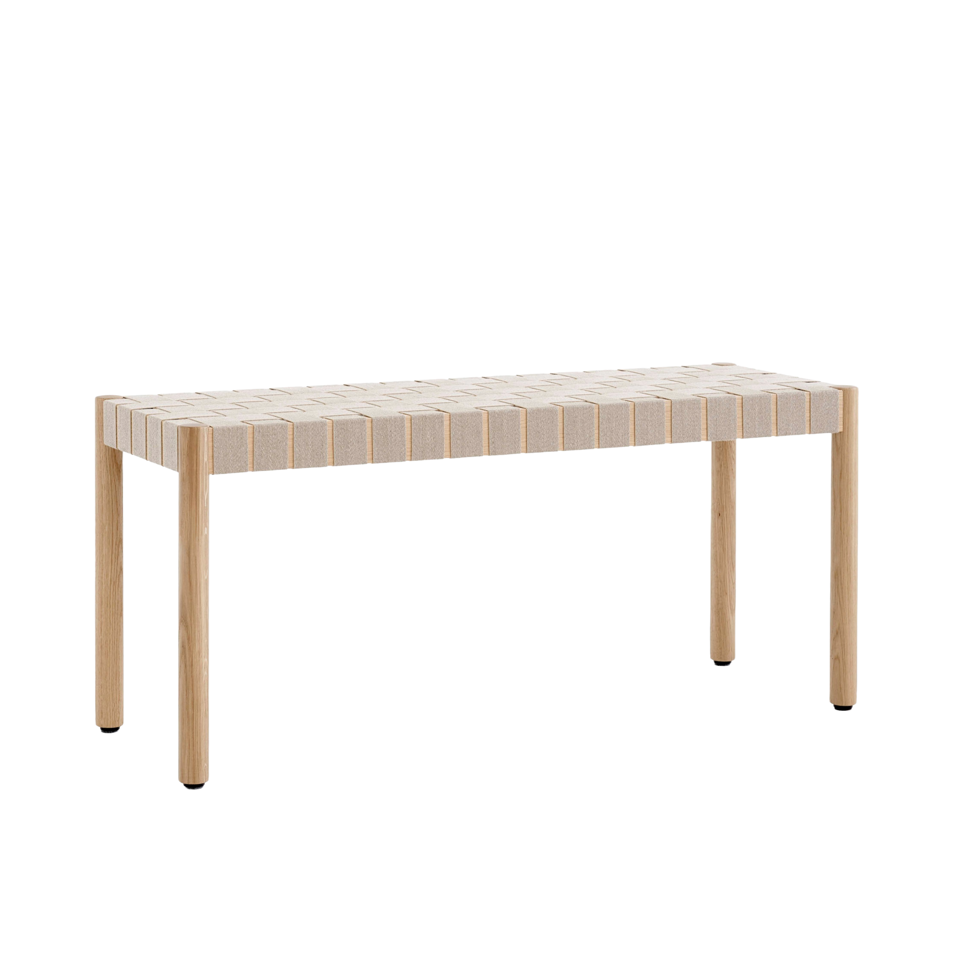 BETTY bench with beige woven seat and lacquered oak