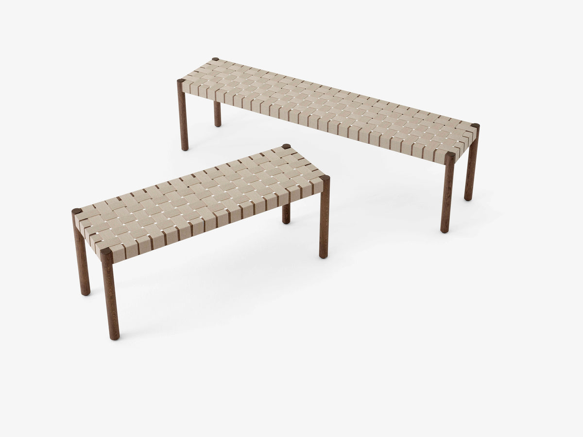 BETTY bench with black woven seat and black lacquered ash