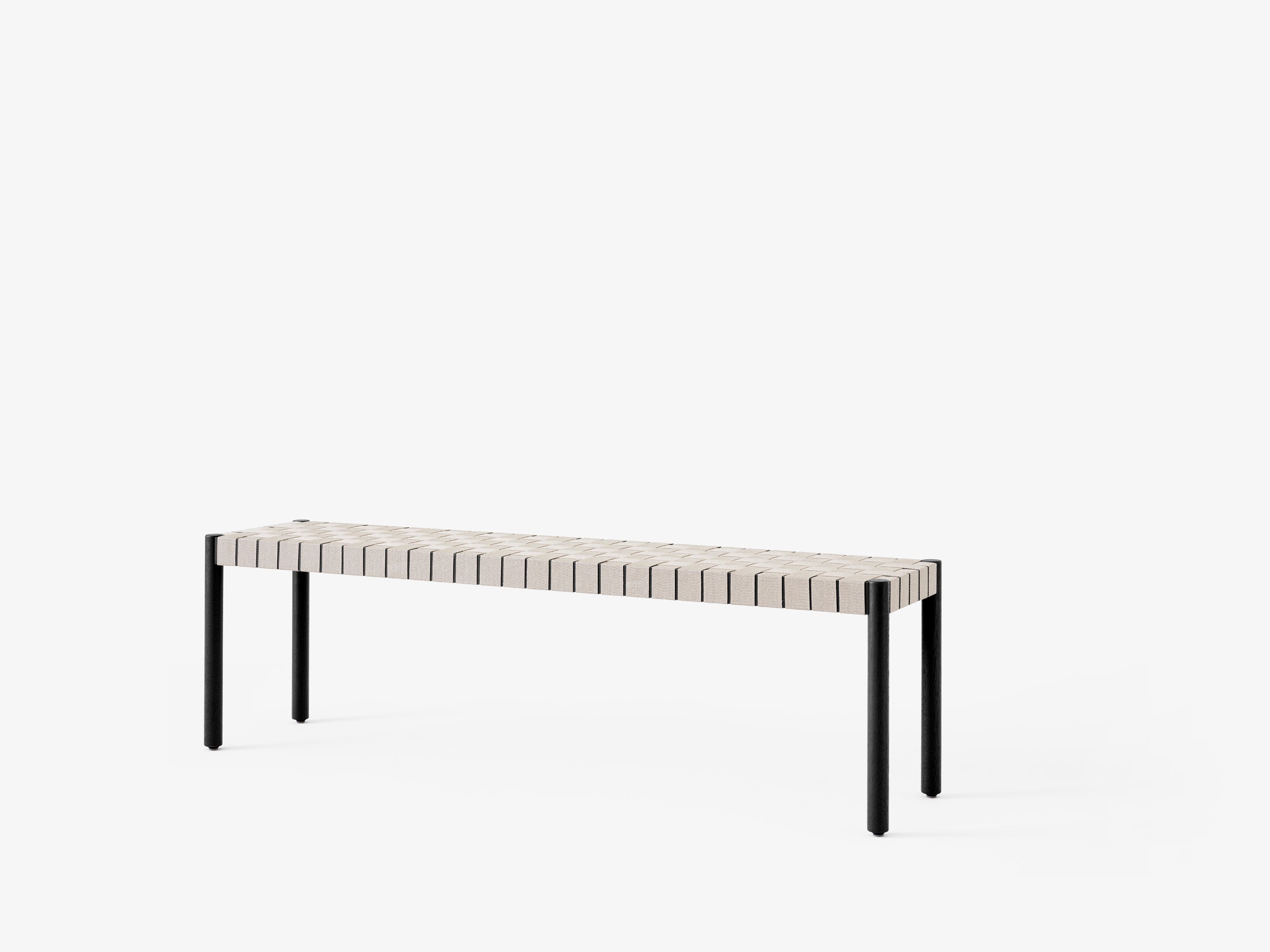 BETTY Bench with Beige Woven Seat and Black Lacquered Ash