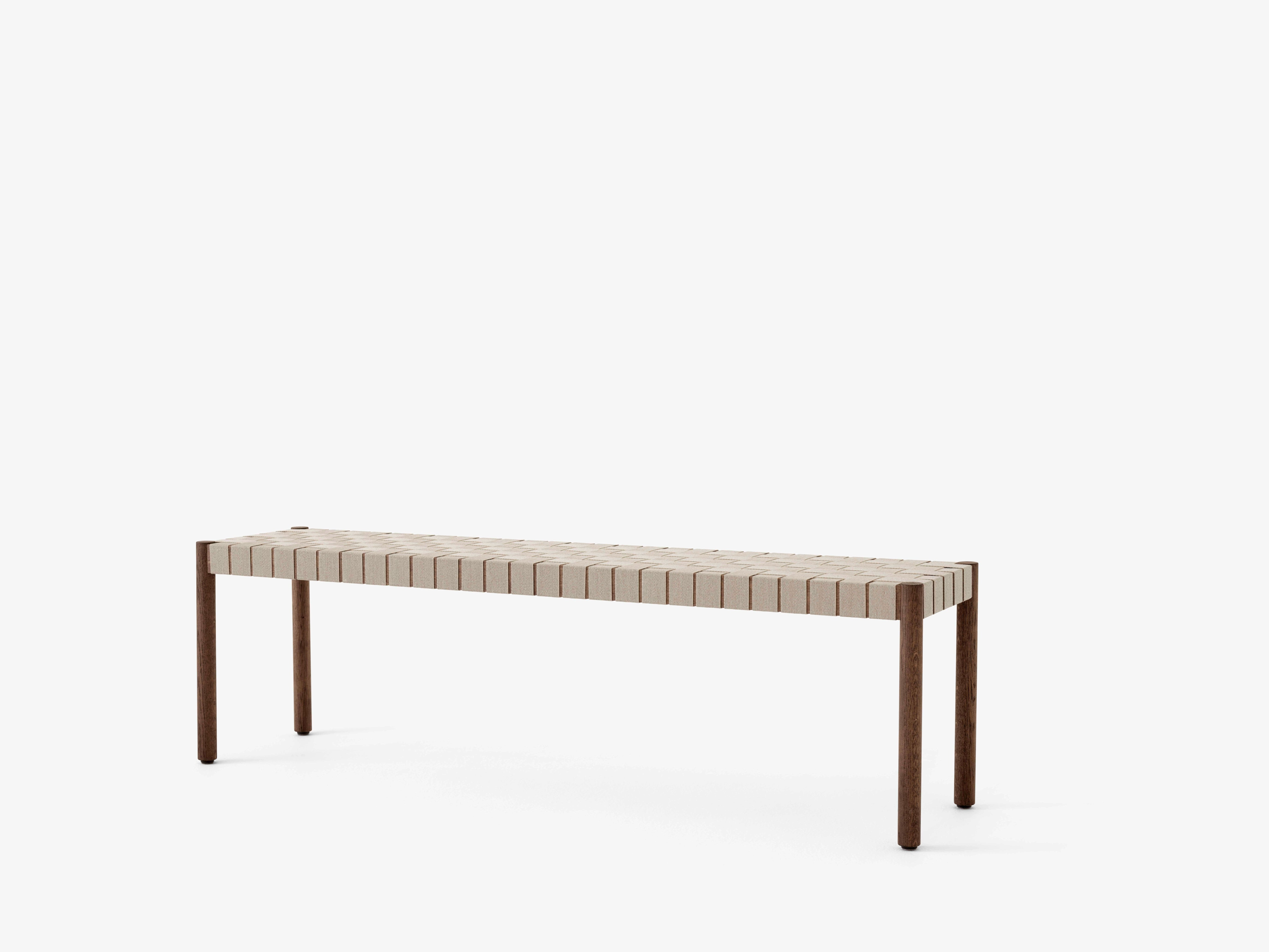 BETTY bench with beige woven seat and smoked oiled oak