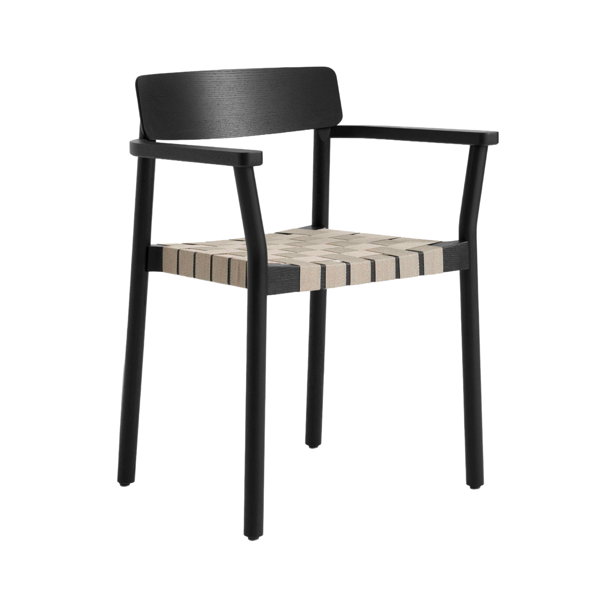 BETTY TK9 Armchair with Beige Woven Seat and Black Lacquered Ash