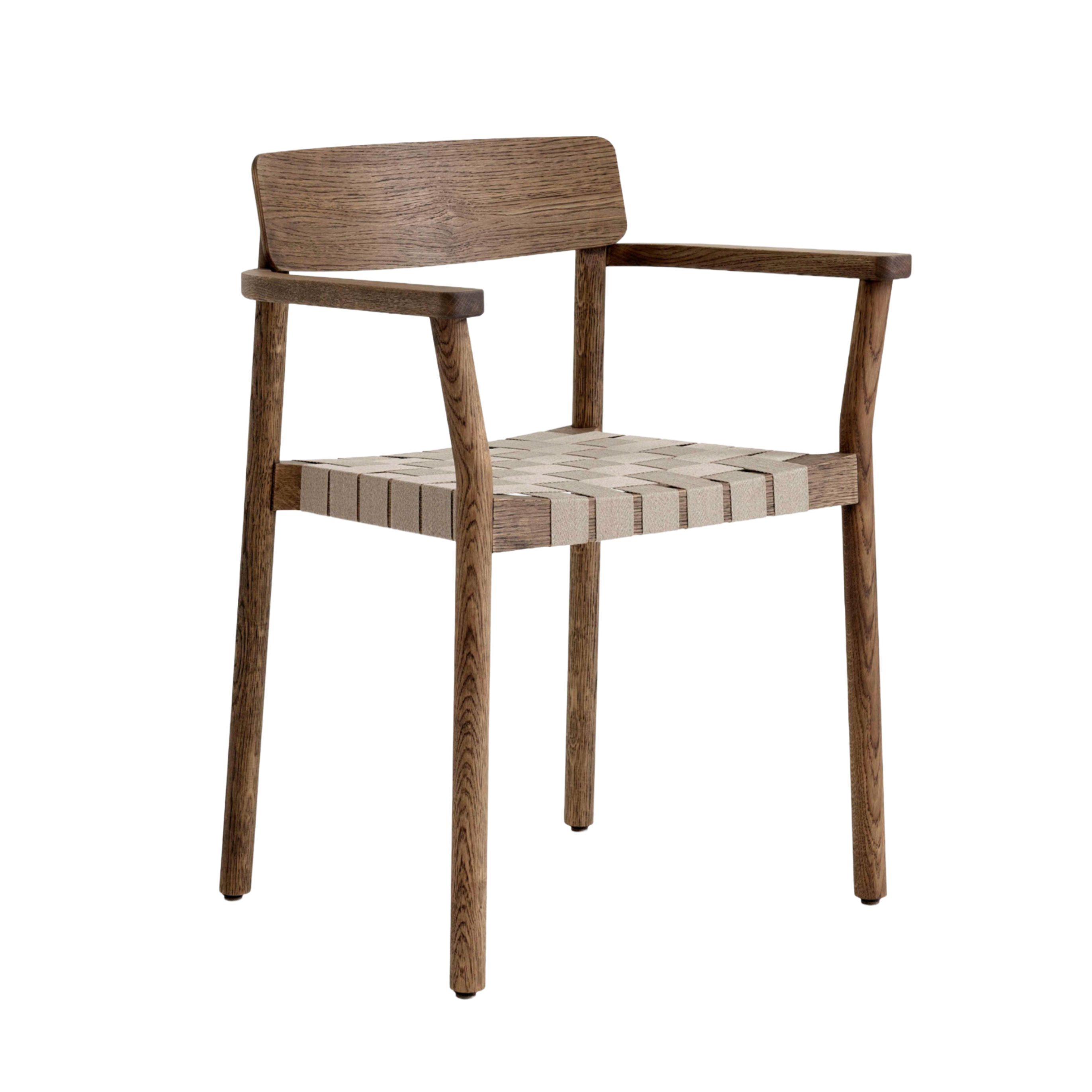 BETTY TK9 Armchair with Armrests, Beige Woven Seat with Smoked Oiled Oak