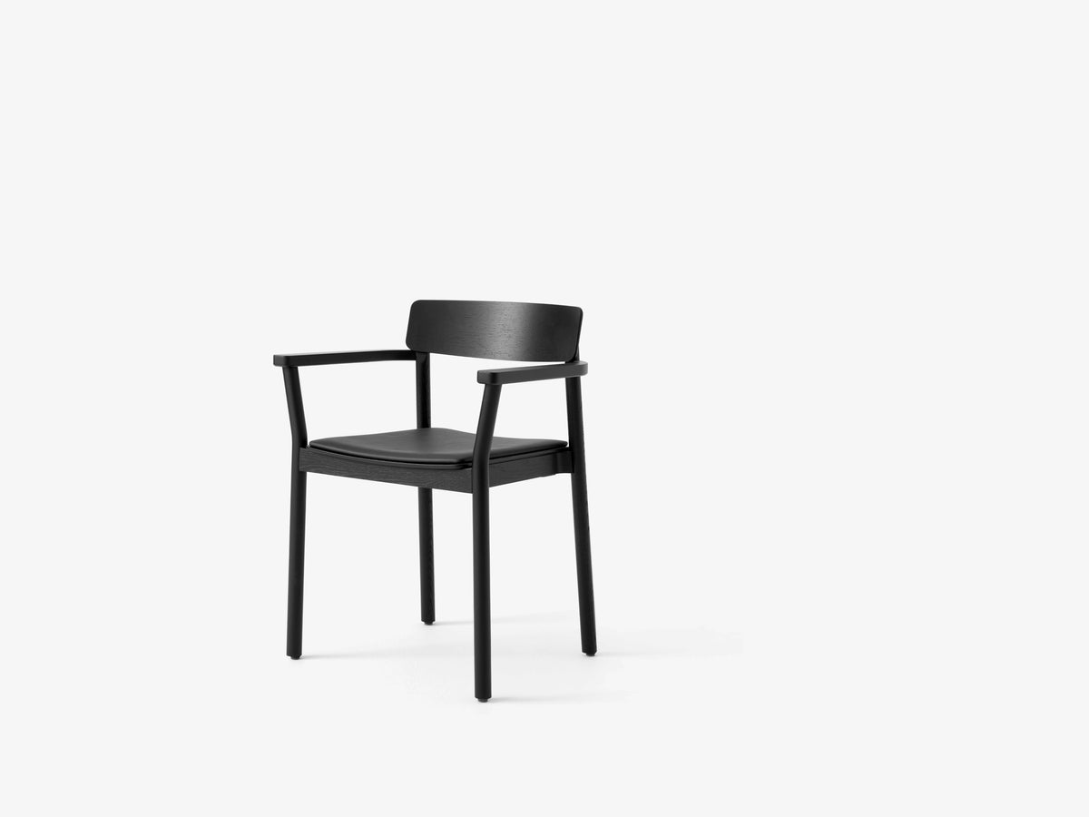 BETTY TK11 armchair in black lacquered ash with an upholstered seat