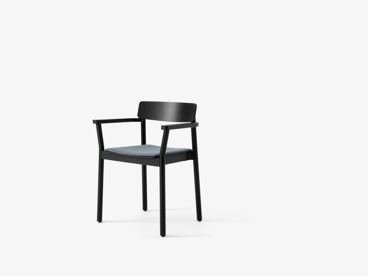 BETTY TK11 armchair in black lacquered ash with an upholstered seat