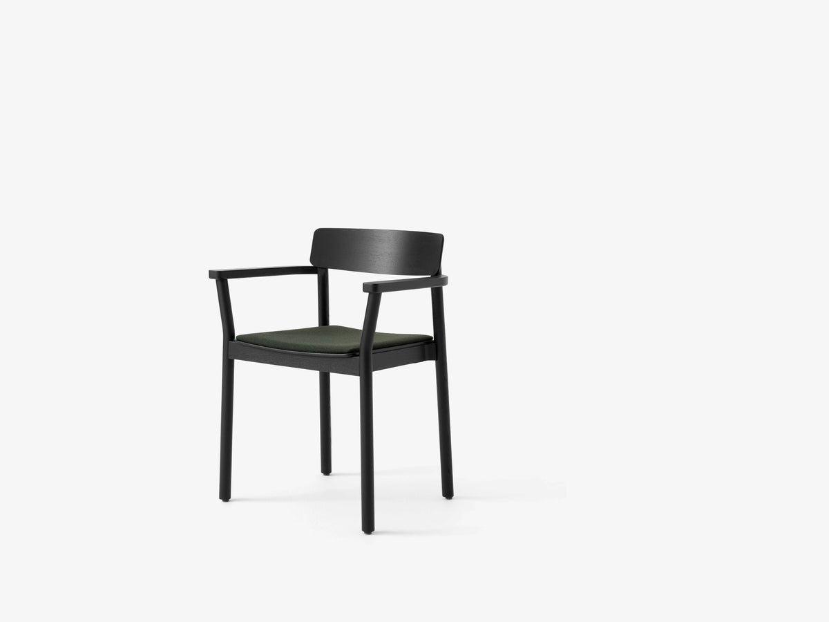 BETTY TK11 armchair in black lacquered ash with an upholstered seat