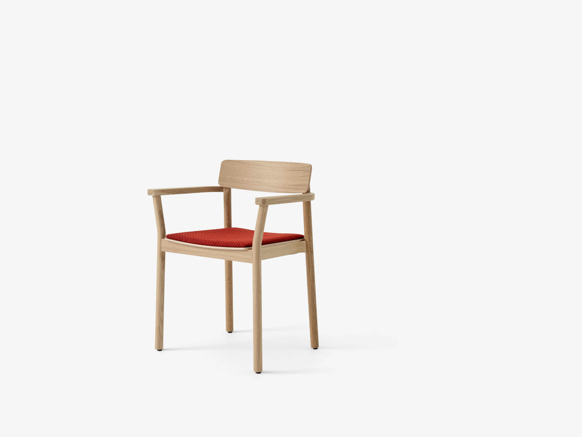 BETTY TK11 armchair in lacquered oak with an upholstered seat