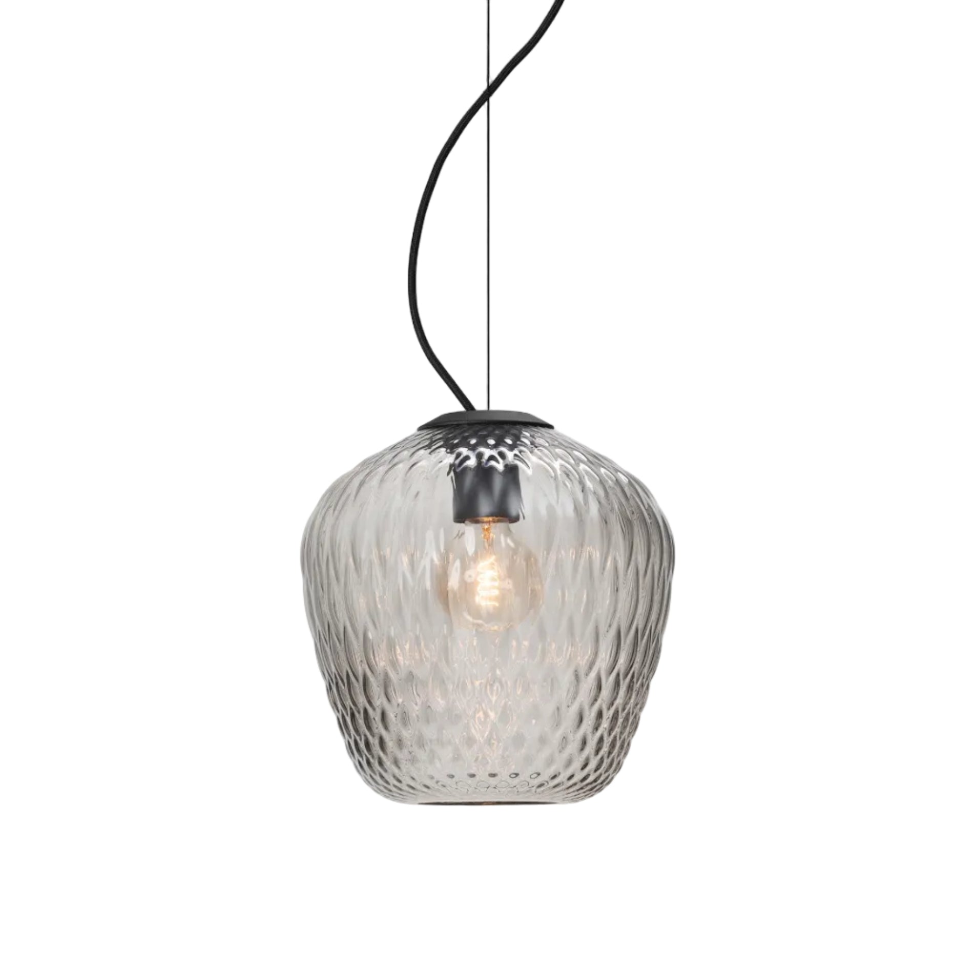 Blown pendant lamp with a glossy shade