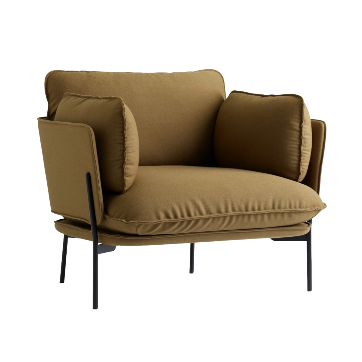 Armchair CLOUD LN1 upholstered with a black base