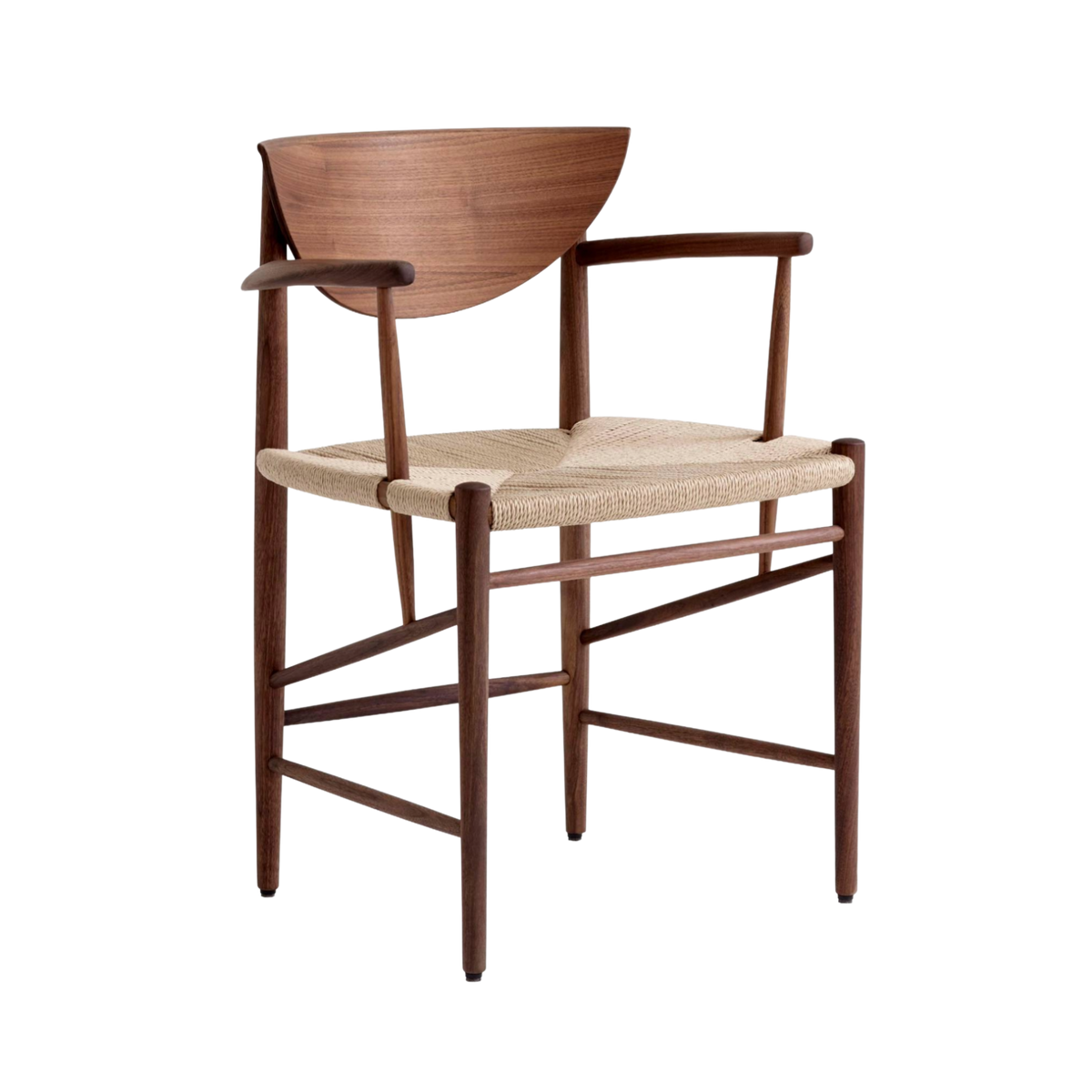 DRAWN HM4 Armchair in Oiled Walnut with Woven Seat