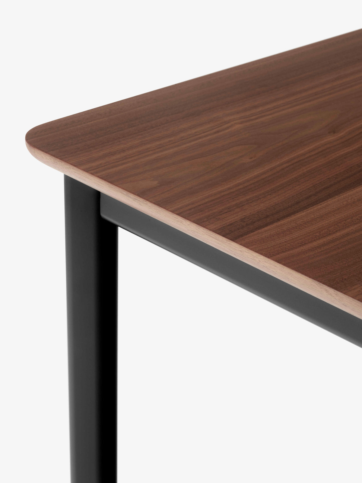 DRIP table with walnut top and black base