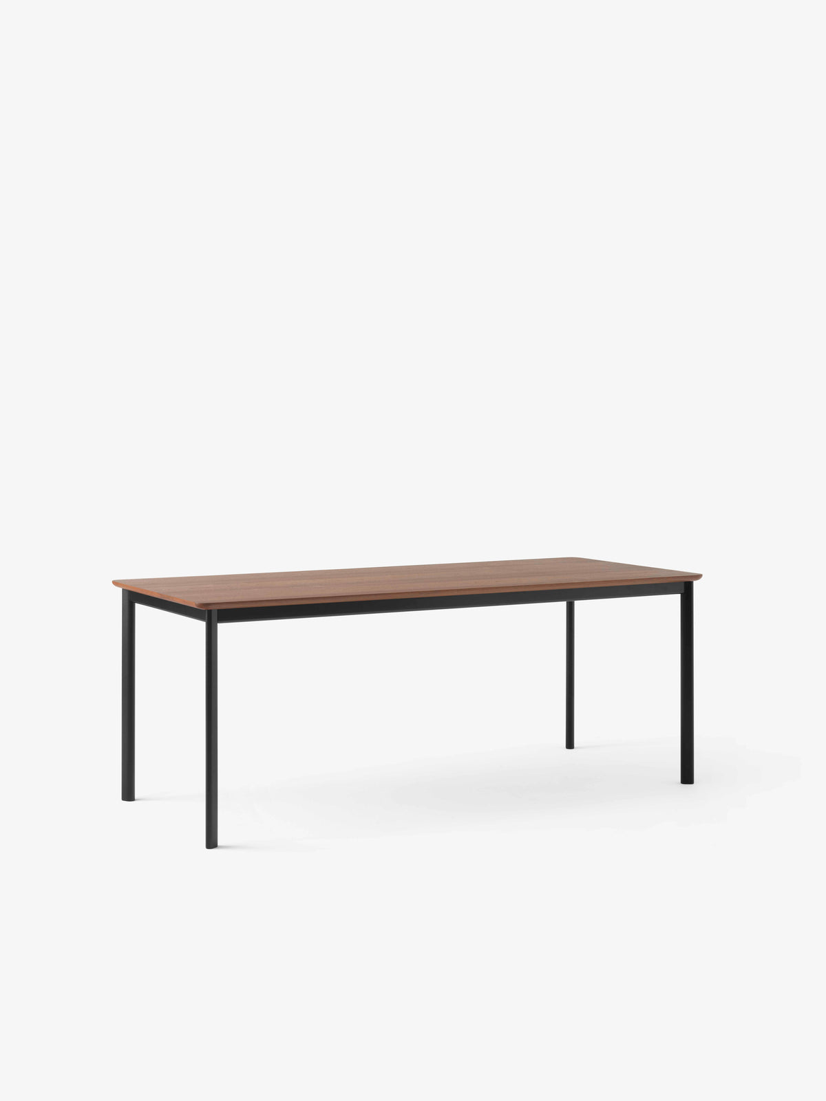 DRIP table with walnut top and black base