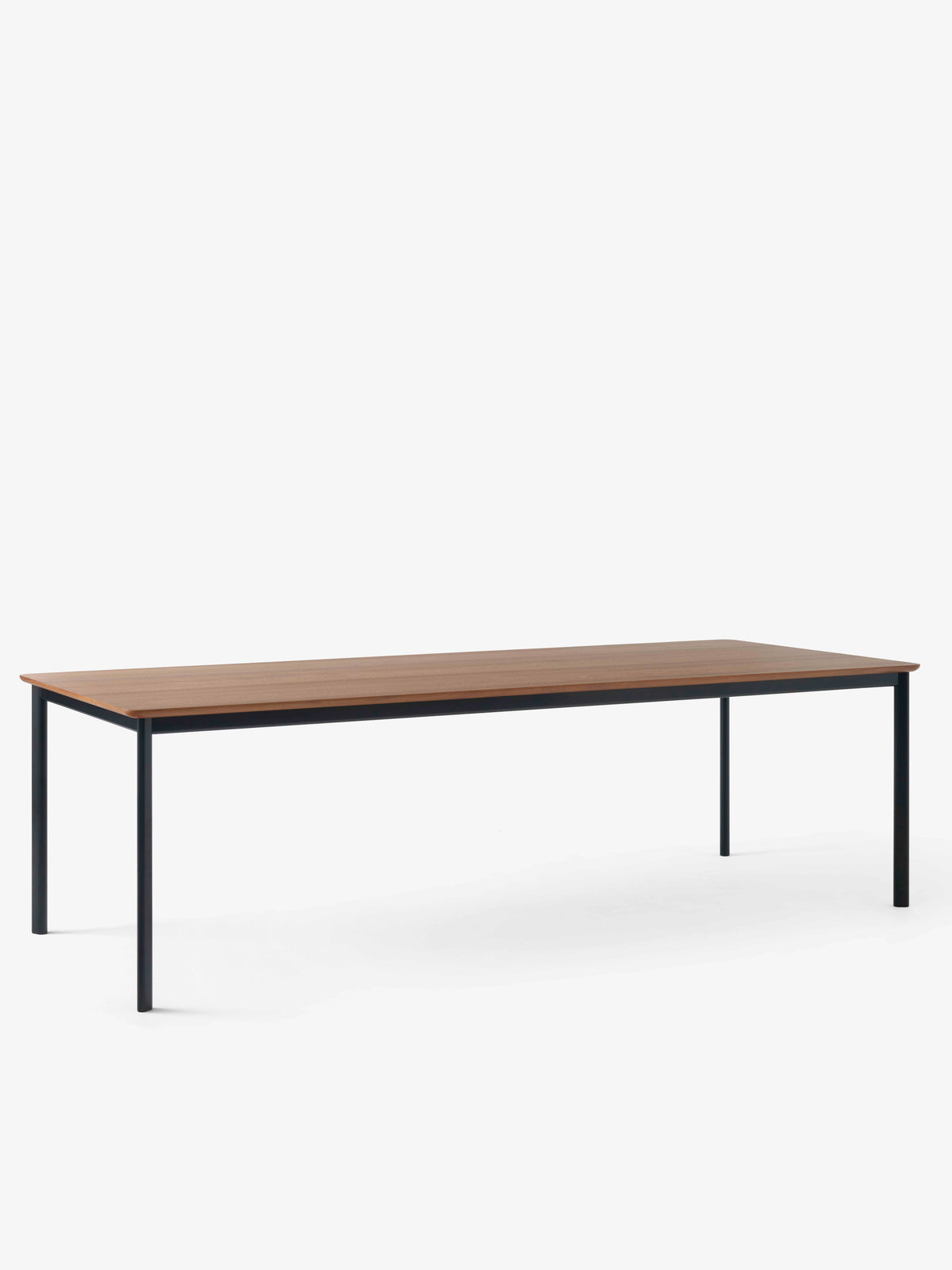 DRIP table with walnut top and black base