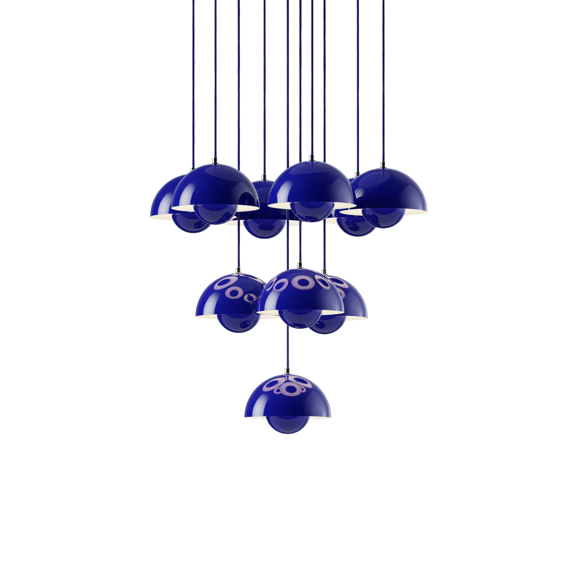 FLOWERPOT VP10 chandelier in cobalt blue