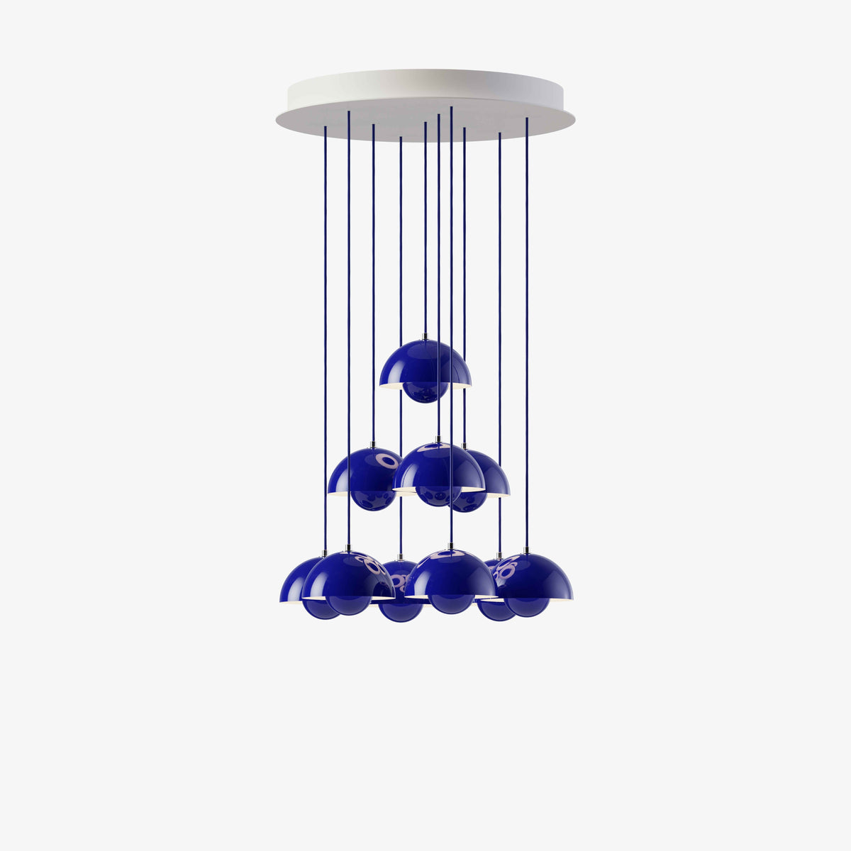 FLOWERPOT VP10 chandelier in cobalt blue
