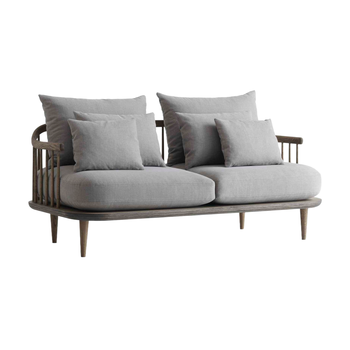 FLY SC2 upholstered two-seater sofa with a smoked oak base
