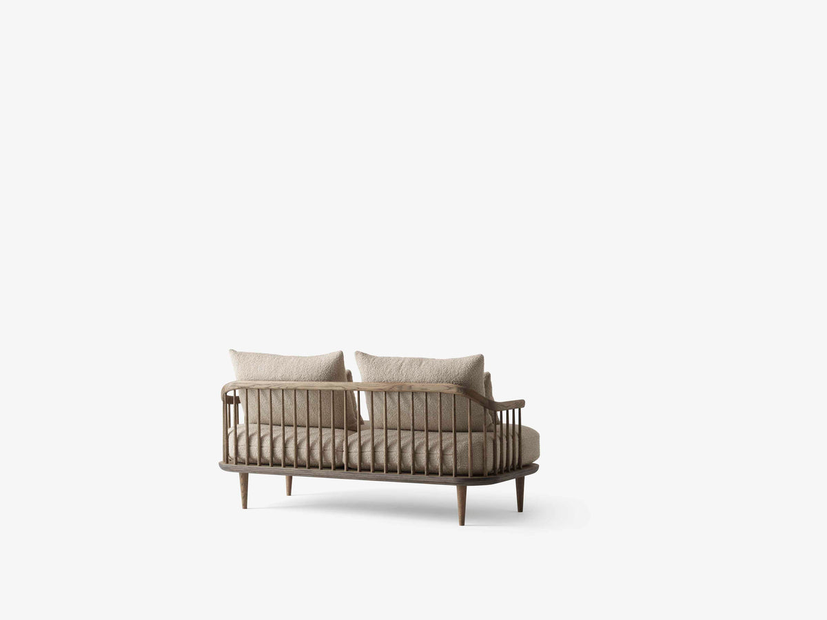 FLY SC2 upholstered two-seater sofa with a smoked oak base
