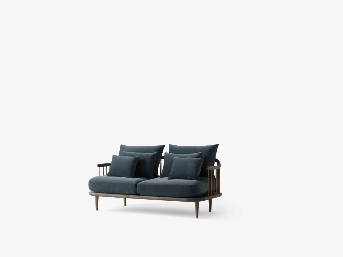 FLY SC2 upholstered two-seater sofa with a smoked oak base