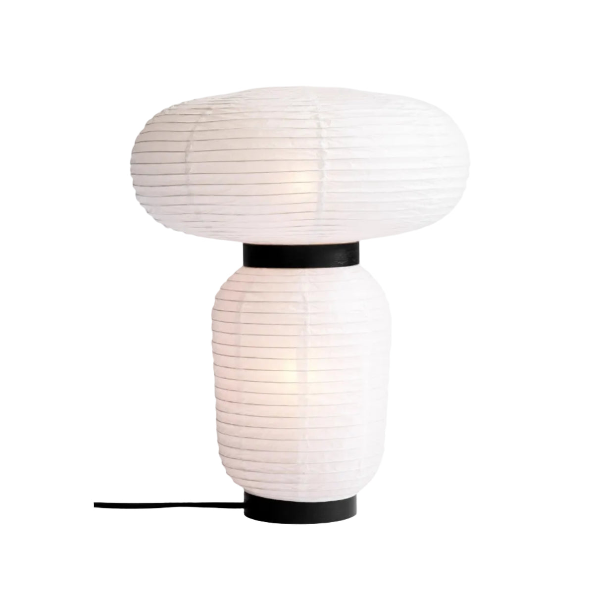 Table lamp FORMAKAMI JH18 with a white paper shade and black oak finish