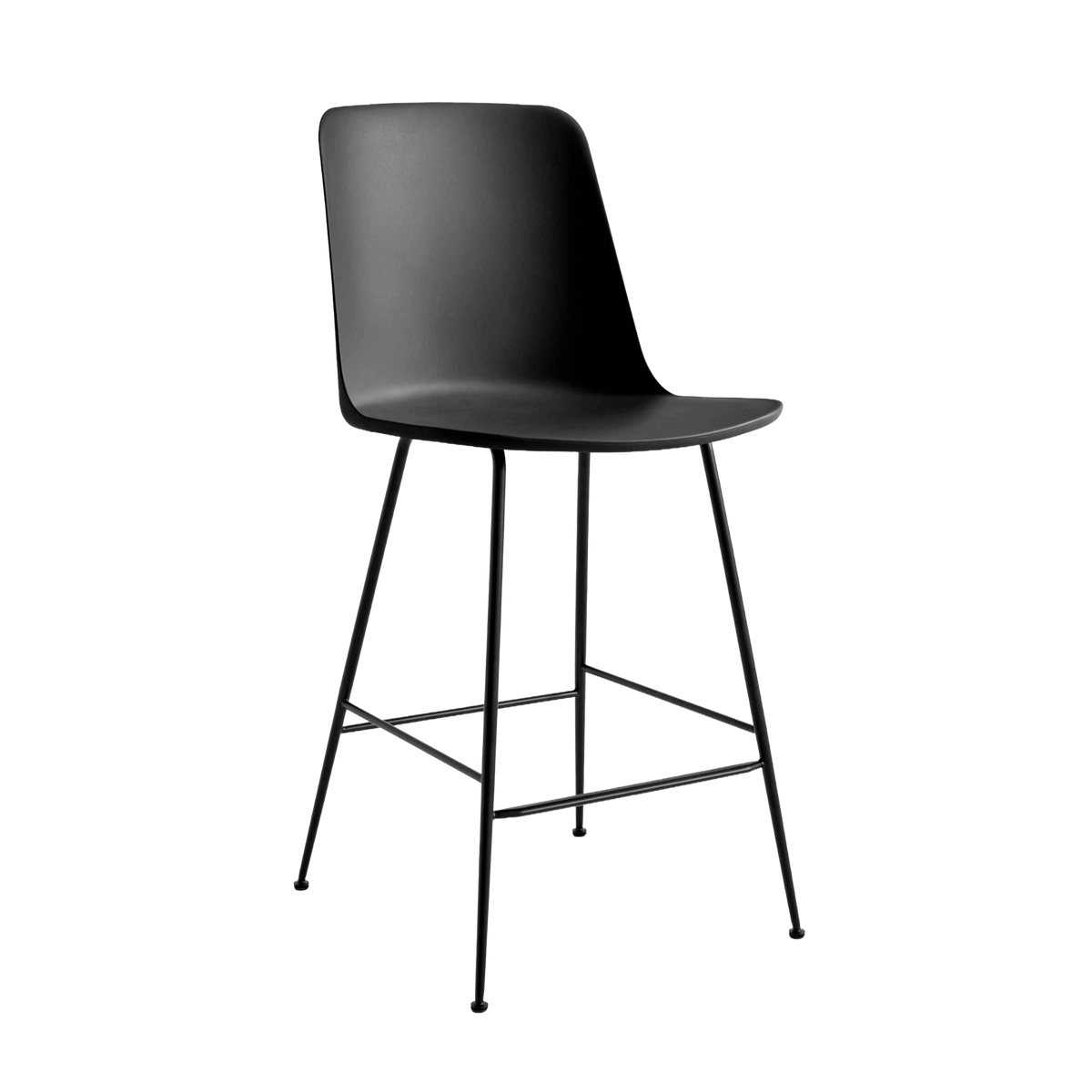 RELY Bar Stool Black with Black Steel Base