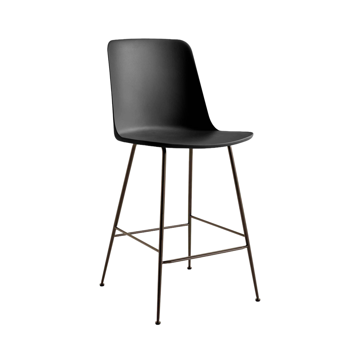 RELY bar stool black with a brown steel base