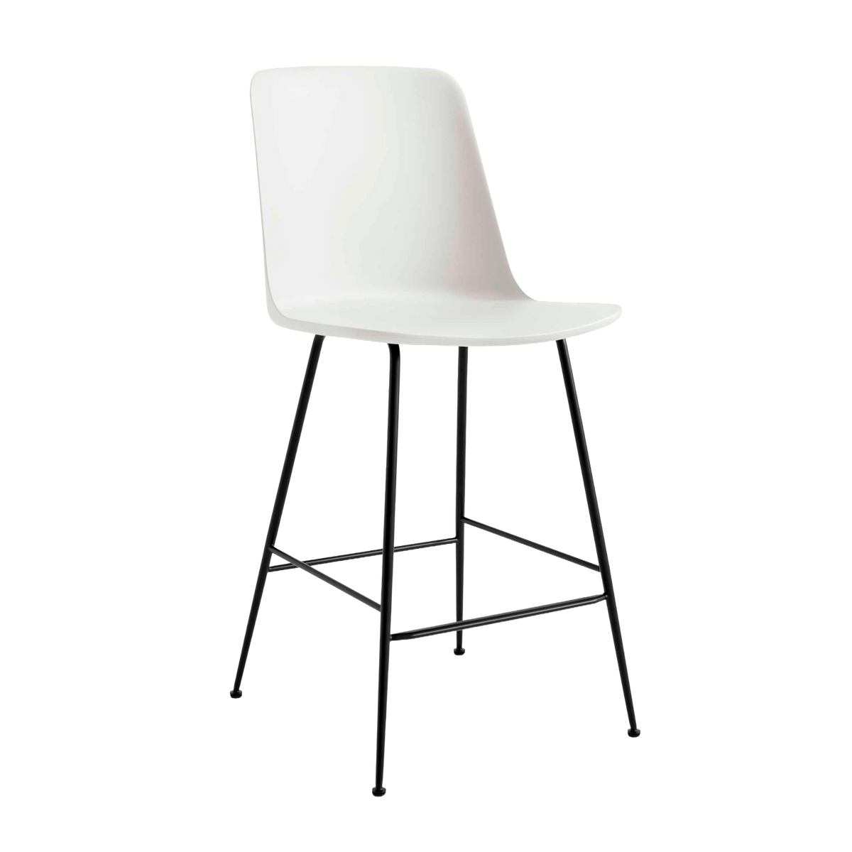 RELY Bar Stool White with Black Steel Base