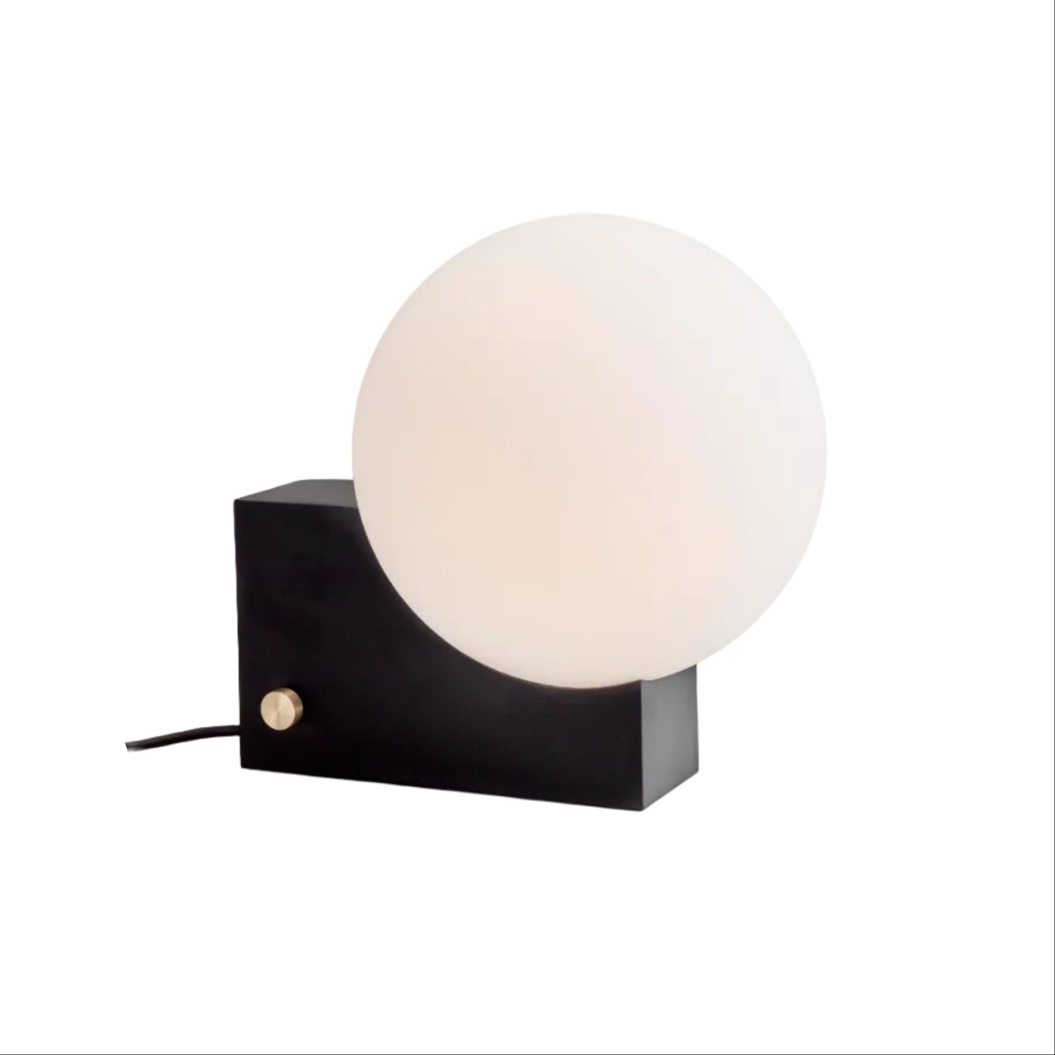 JOURNEY SH1 table lamp with a milky shade and black base.