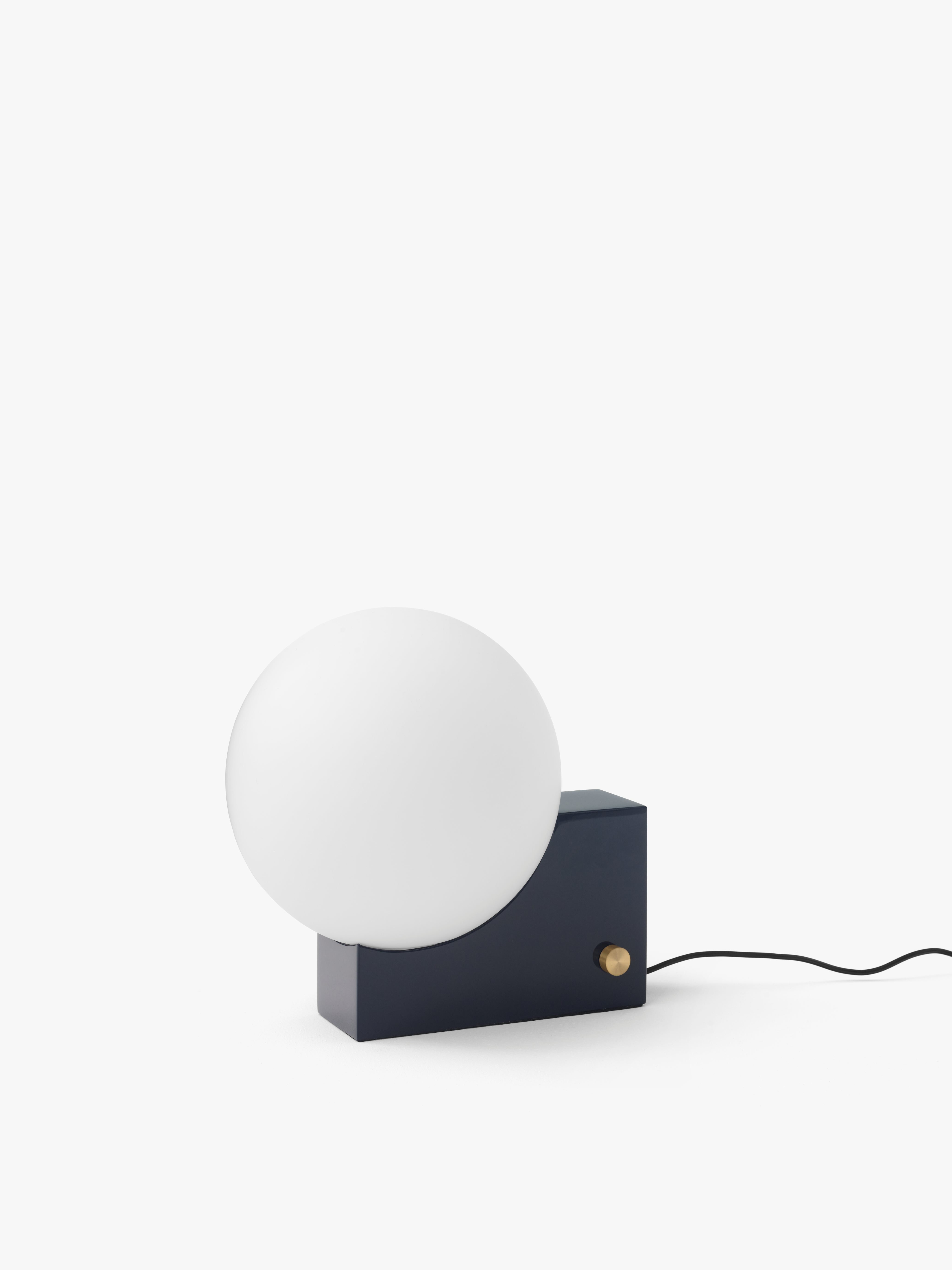 TABLE LAMP JOURNEY SH1 with a milky shade and a dark blue base
