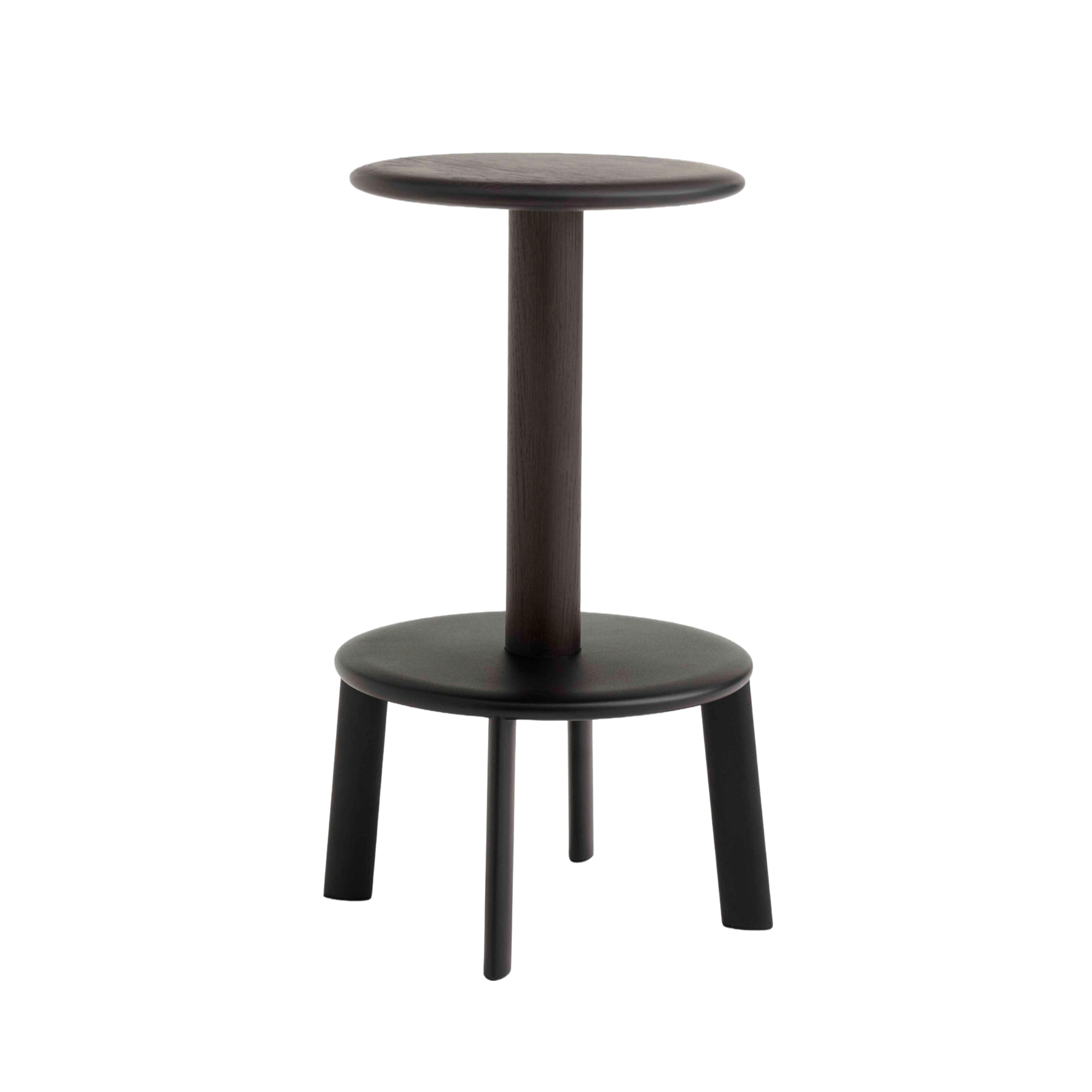 MASSIF Stool in black lacquered oak with a steel base