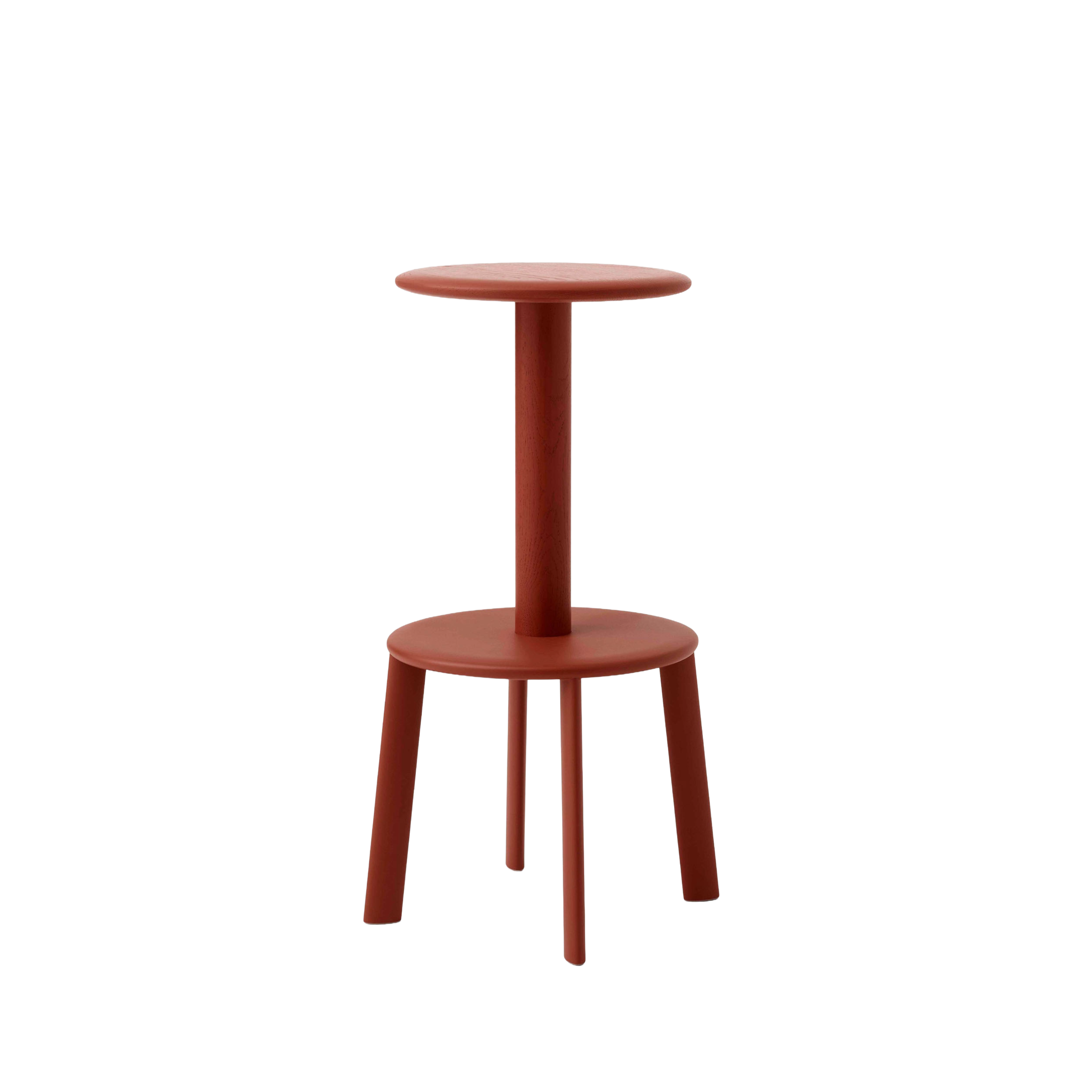 MASSIF Stool in red lacquered oak with a steel base