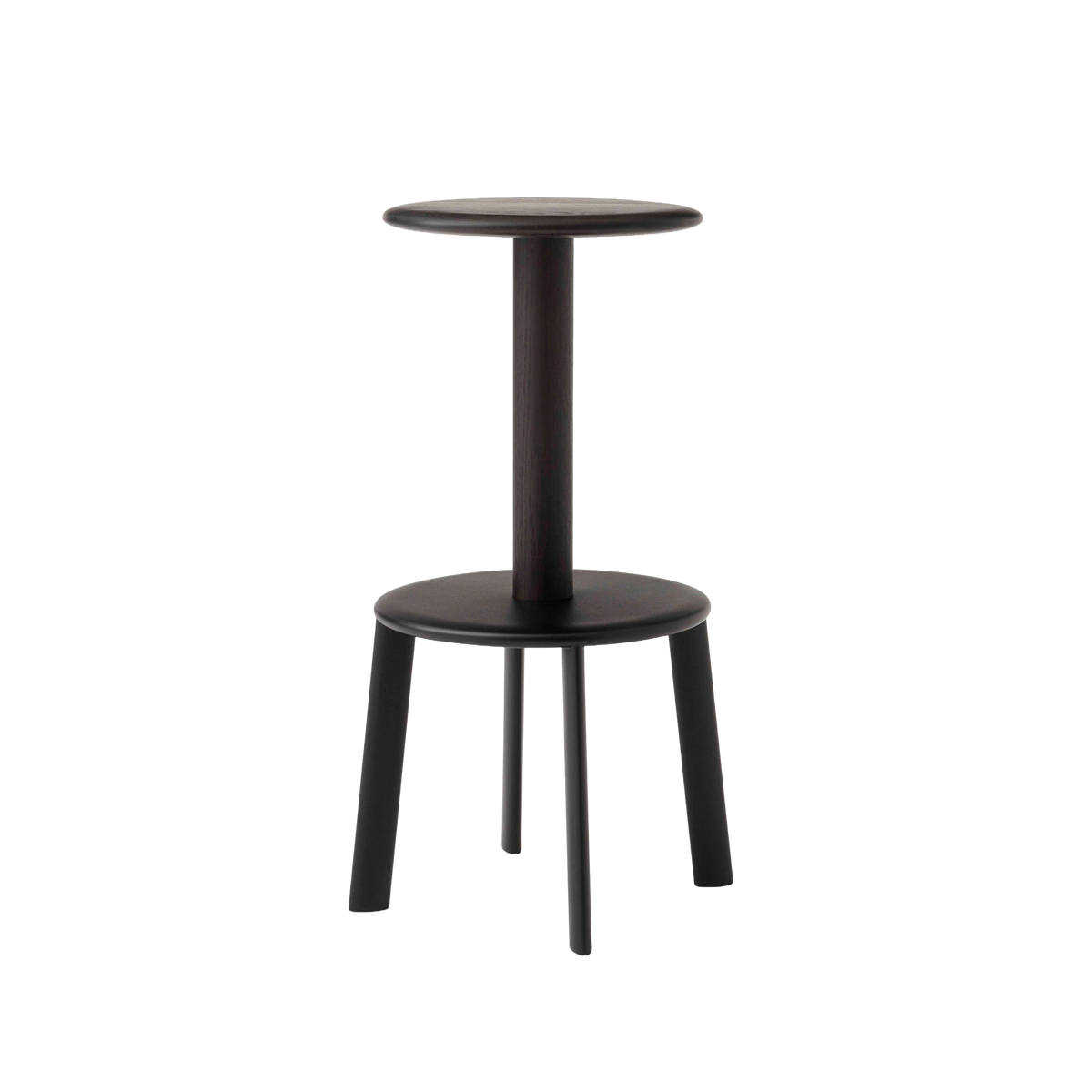 MASSIF Stool in black lacquered oak with a steel base