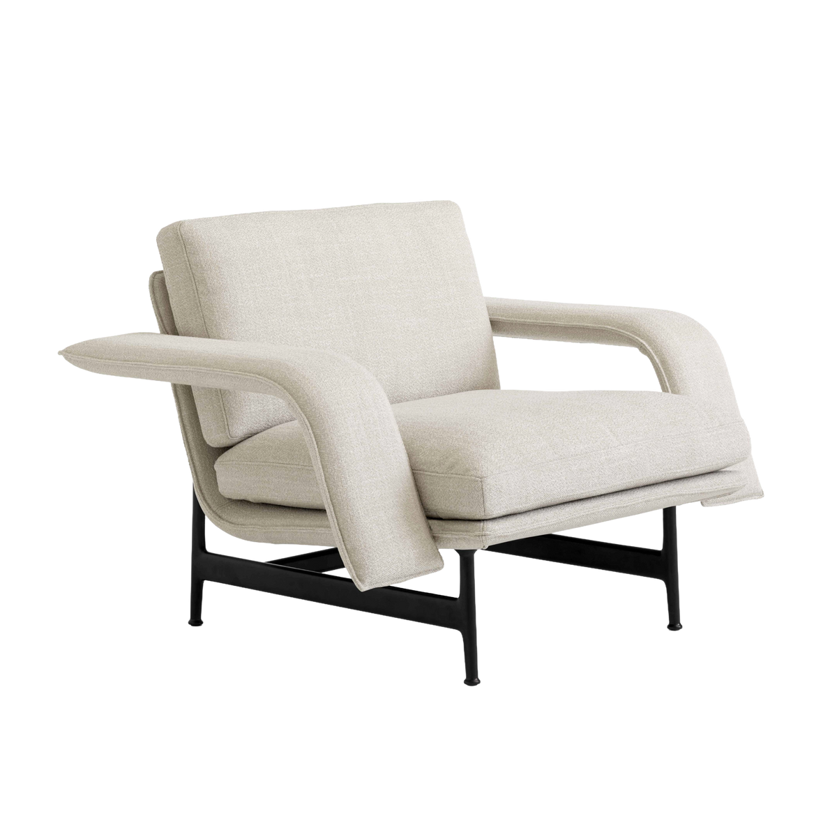 MEANTIME AV29 upholstered armchair with a black base