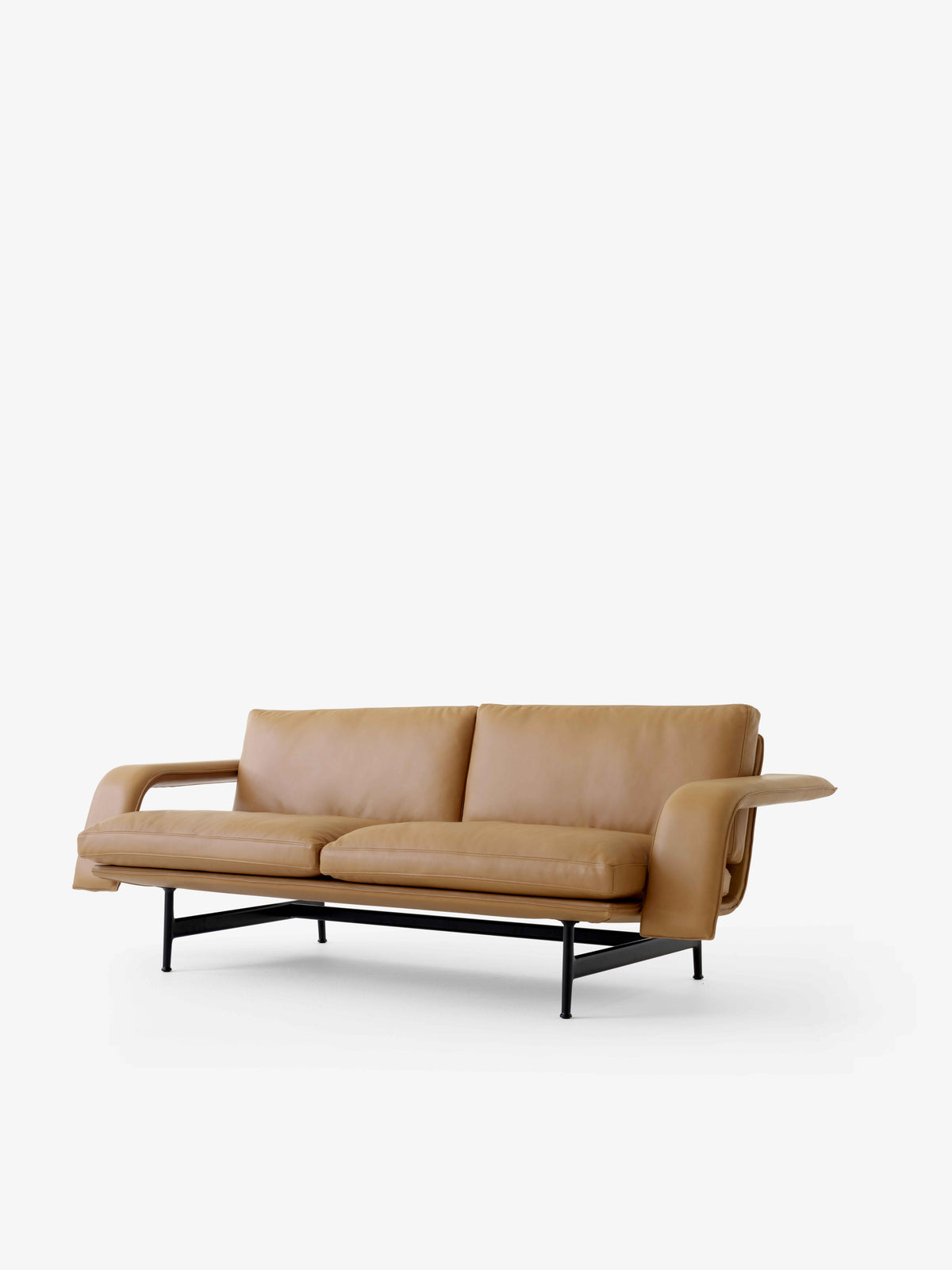 MEANTIME AV30 upholstered 2-seater sofa with black base