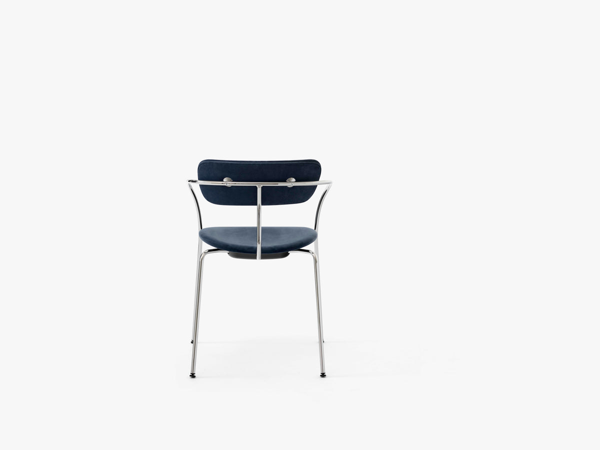 PAVILION AV13 Armchair with Upholstered Seat and Chrome Base