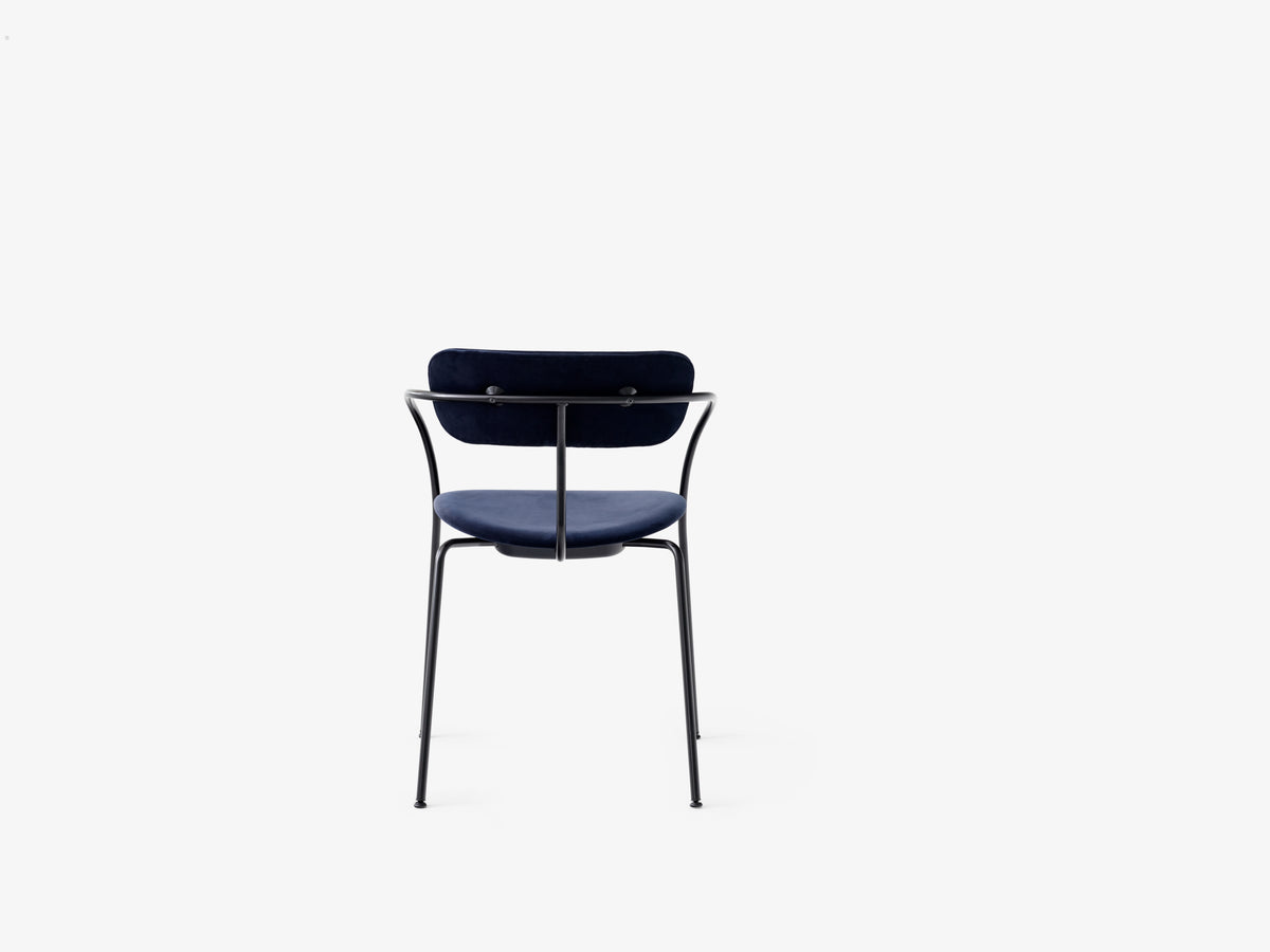PAVILION AV13 Armchair with Upholstered Seat and Black Base