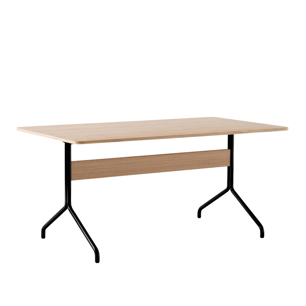 PAVILION table in lacquered oak with a black base