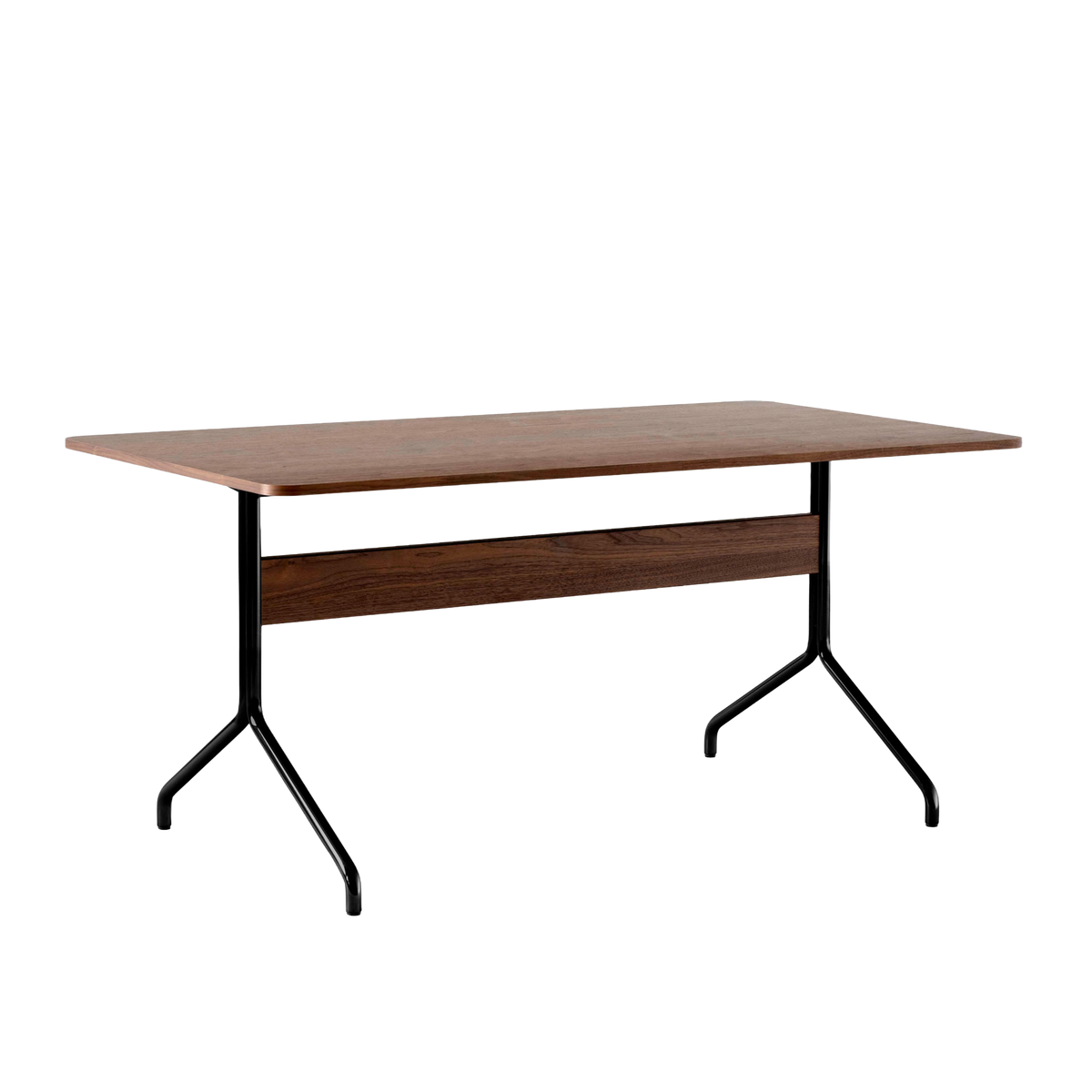 PAVILION table in walnut finish with a black base