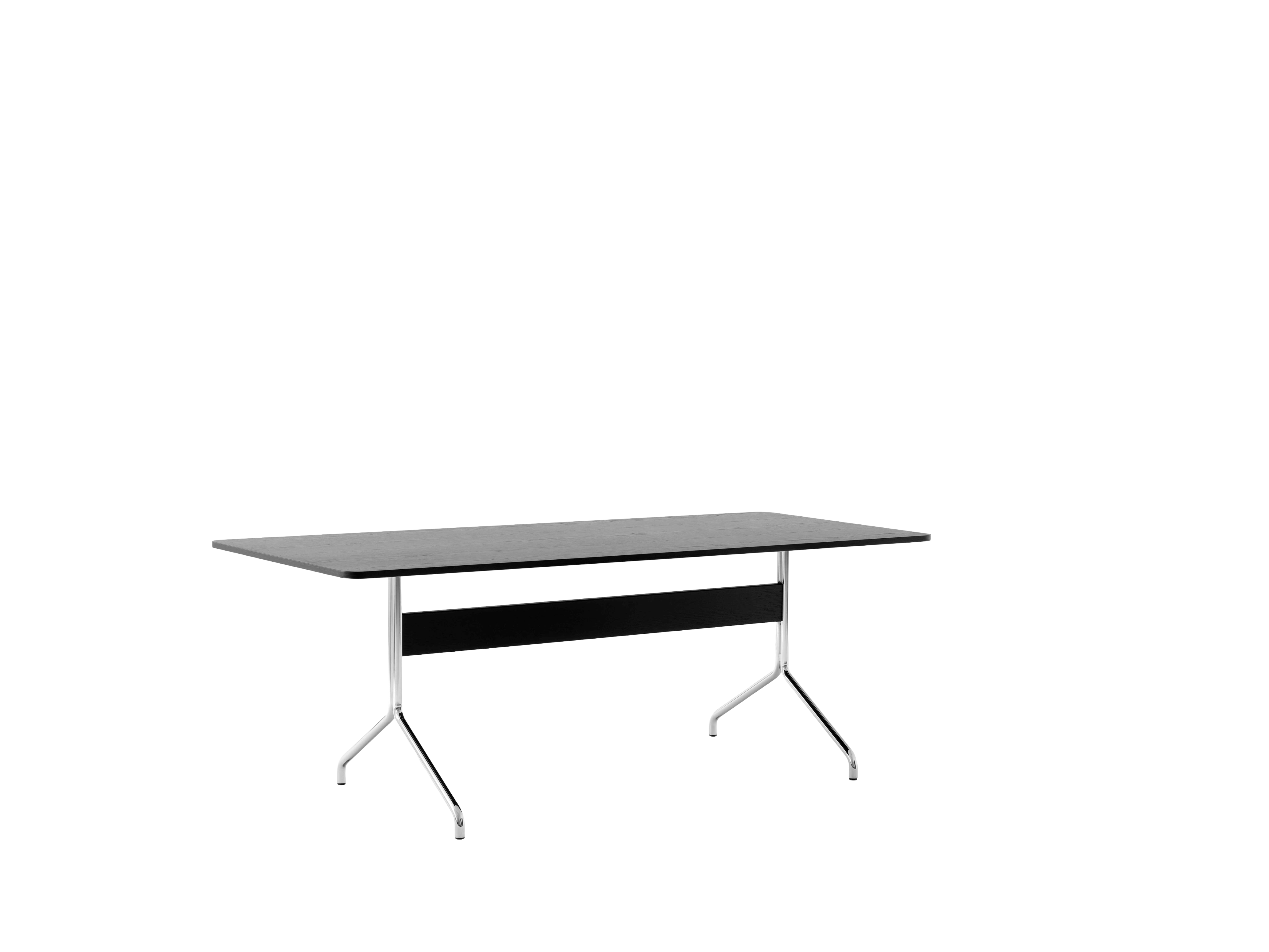 PAVILION table in black lacquered oak with a chrome base