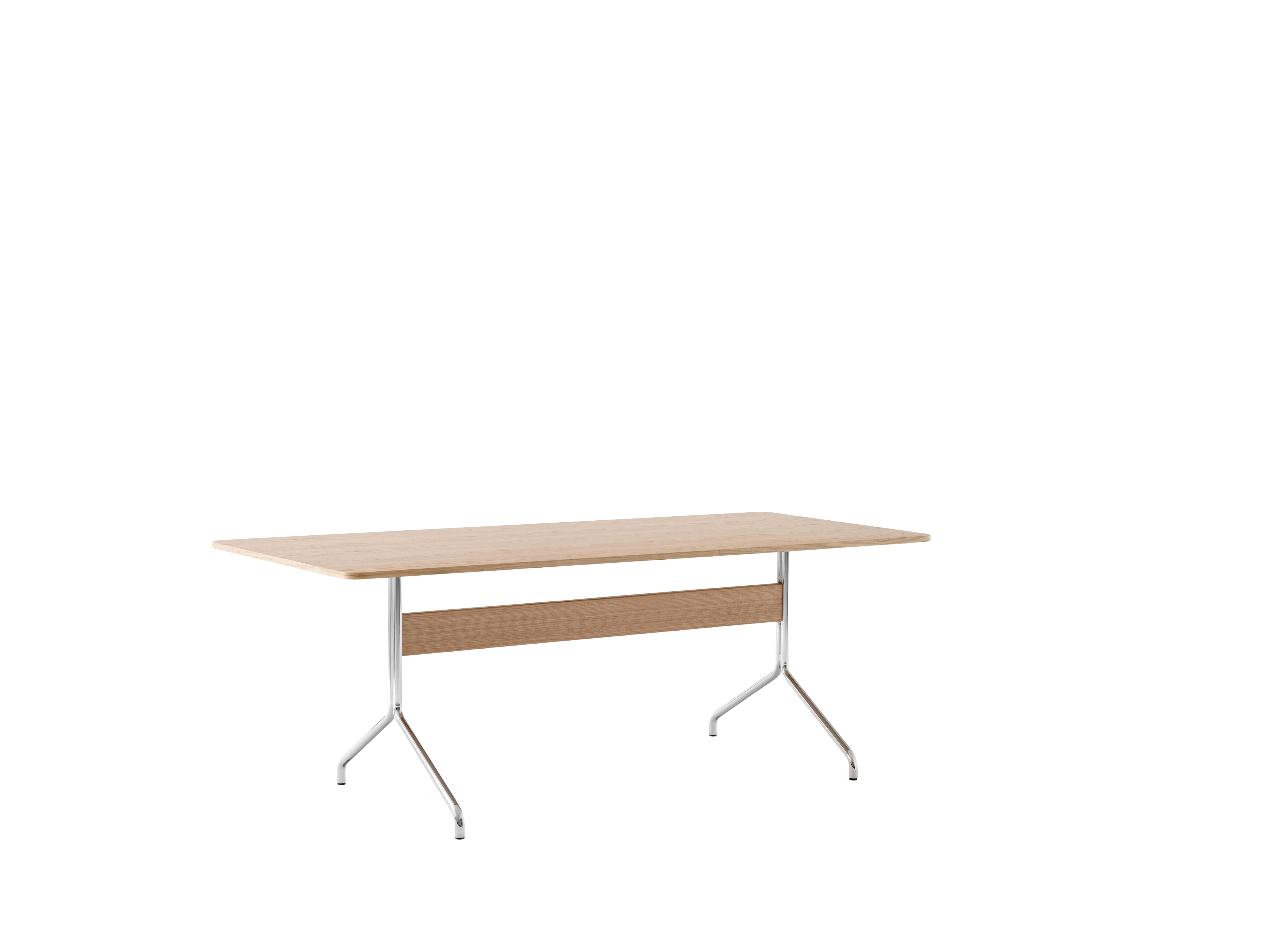 PAVILION table in lacquered oak with a chrome base
