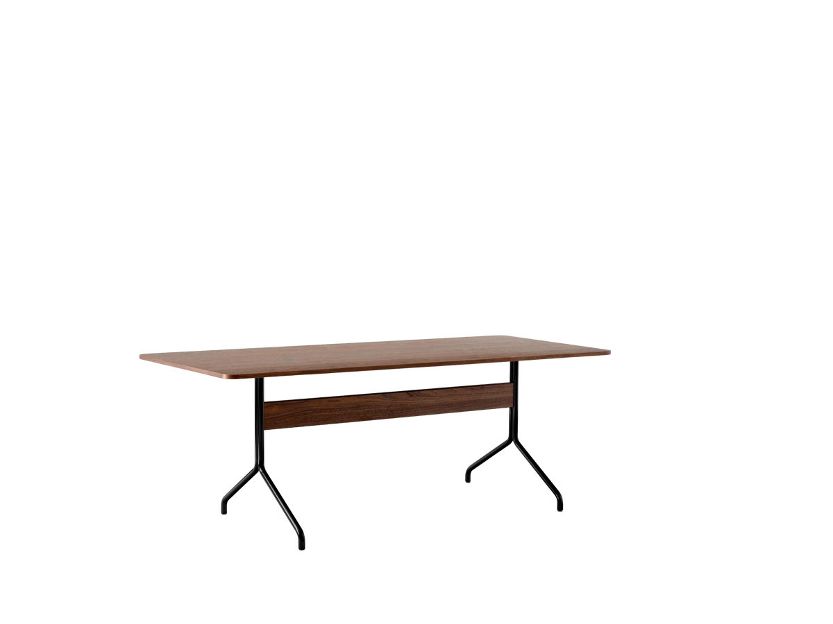 PAVILION table in walnut finish with a black base