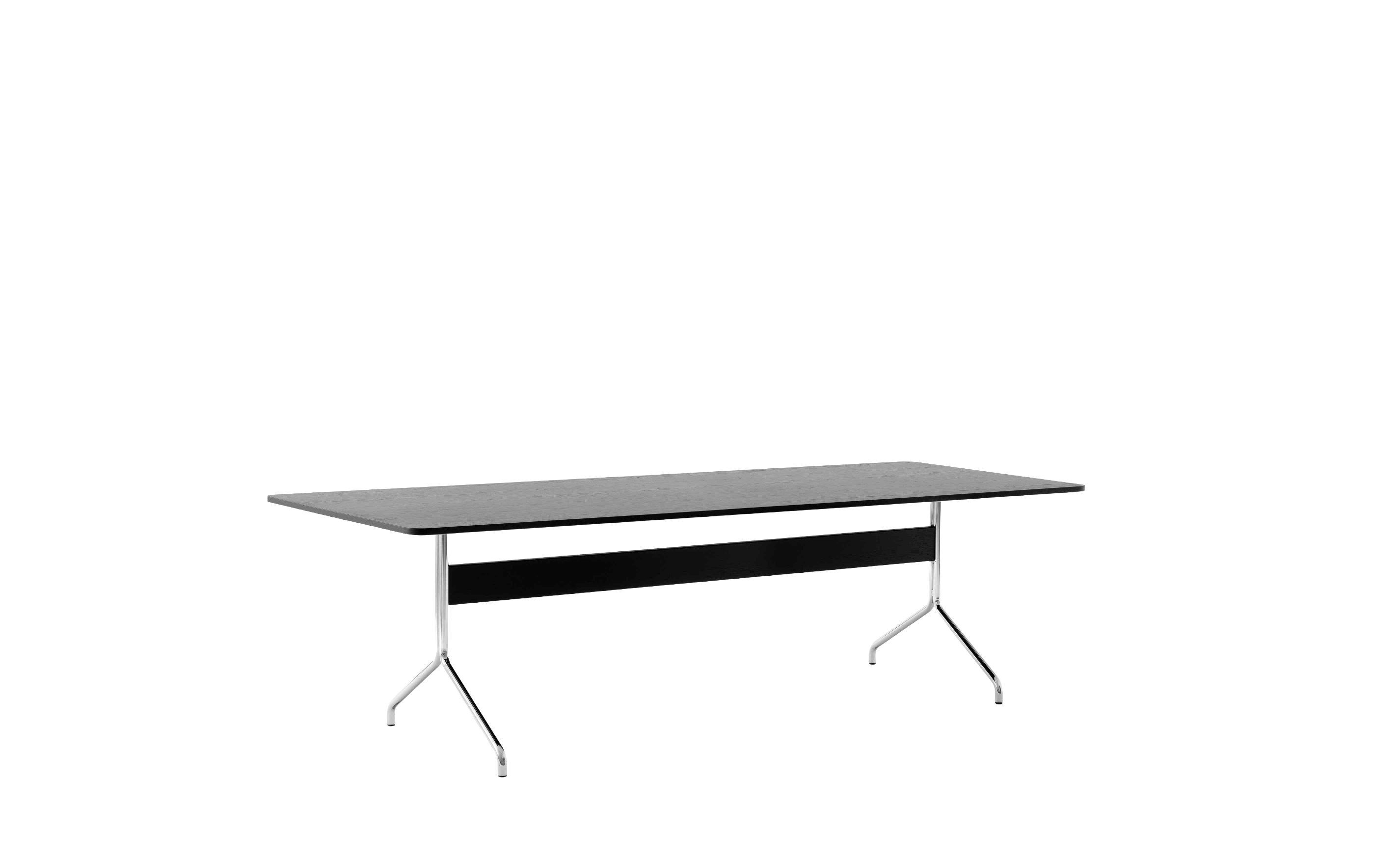 PAVILION table in black lacquered oak with a chrome base