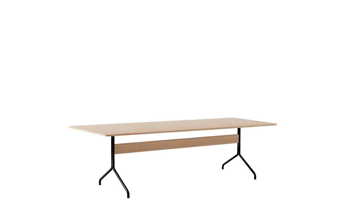 PAVILION table in lacquered oak with a black base