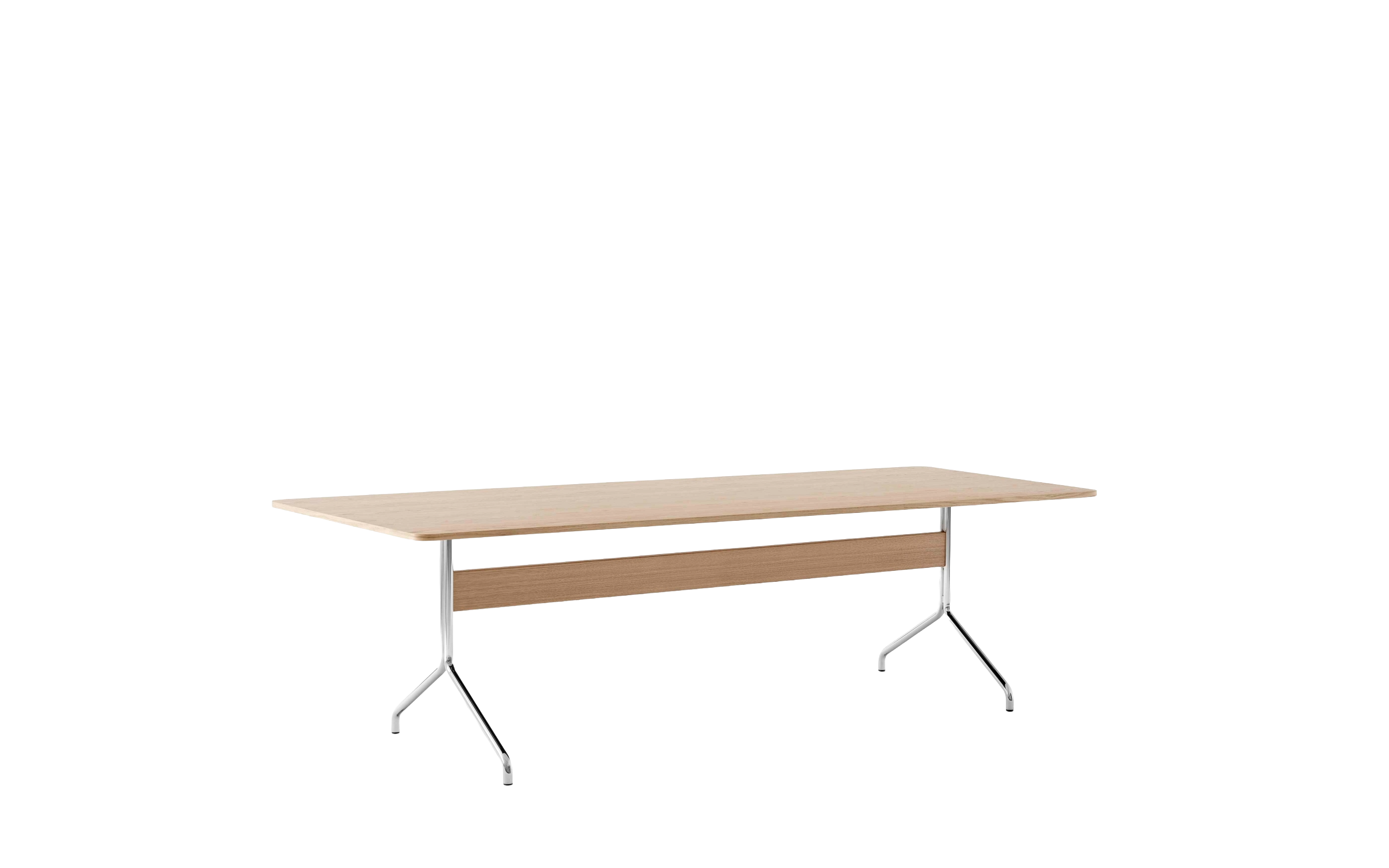 PAVILION table in lacquered oak with a chrome base