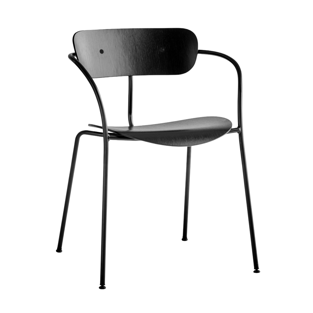 PAVILION AV2 Armchair in black lacquered oak with a black base