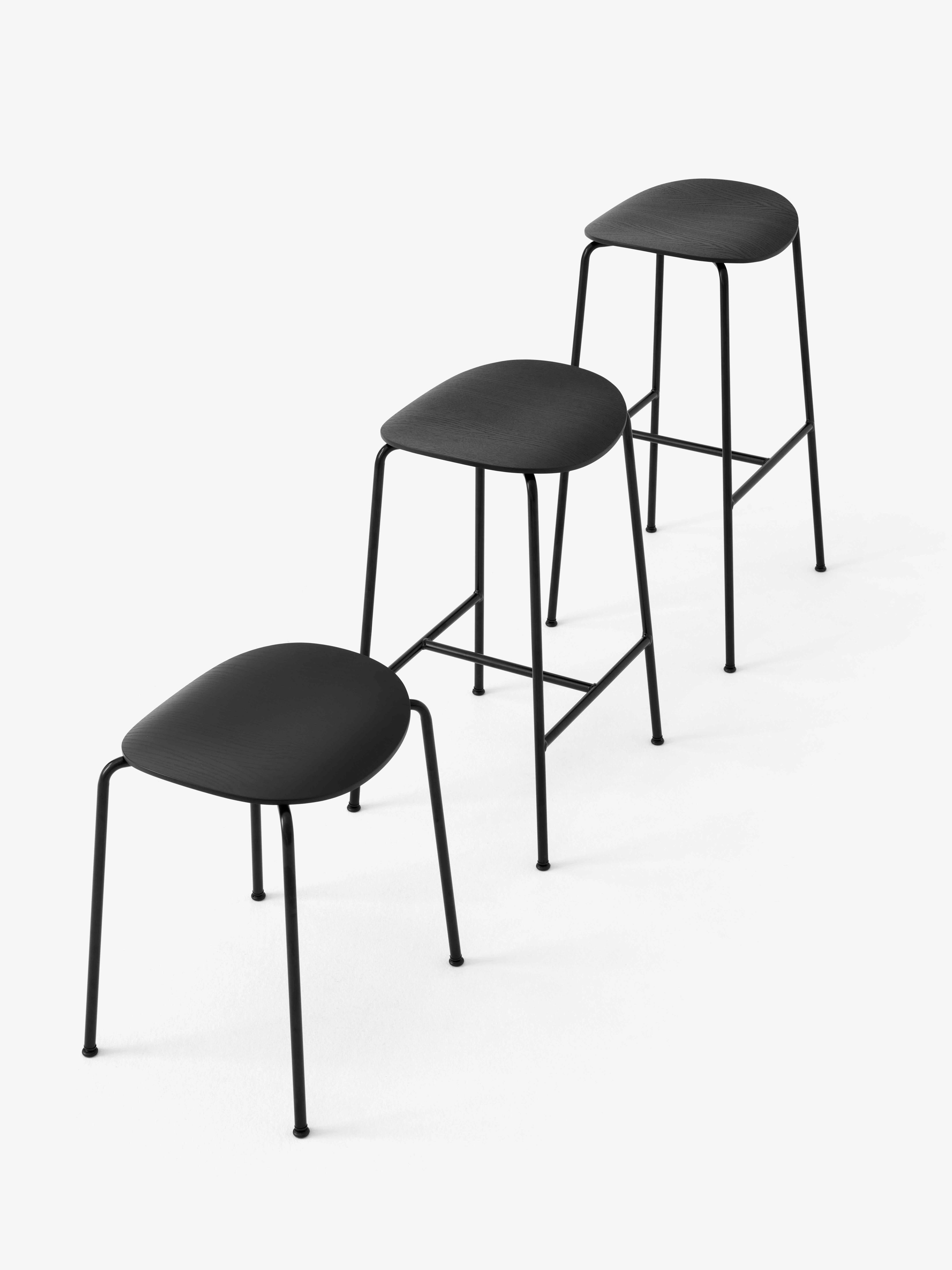PAVILION AV36 Stool in black oak wood with a black steel base