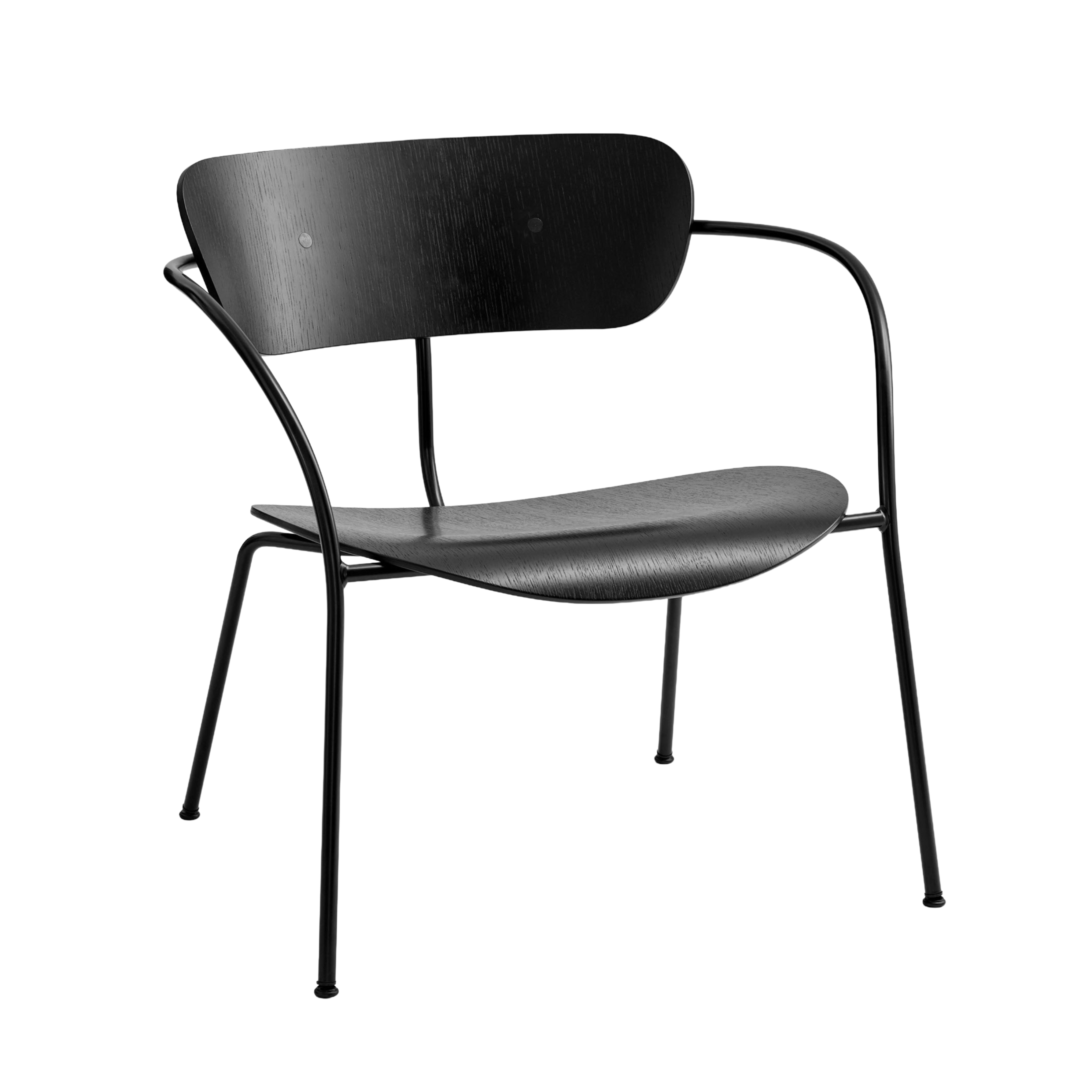 PAVILION AV5 Armchair with Armrests in Black Lacquered Oak with Black Base
