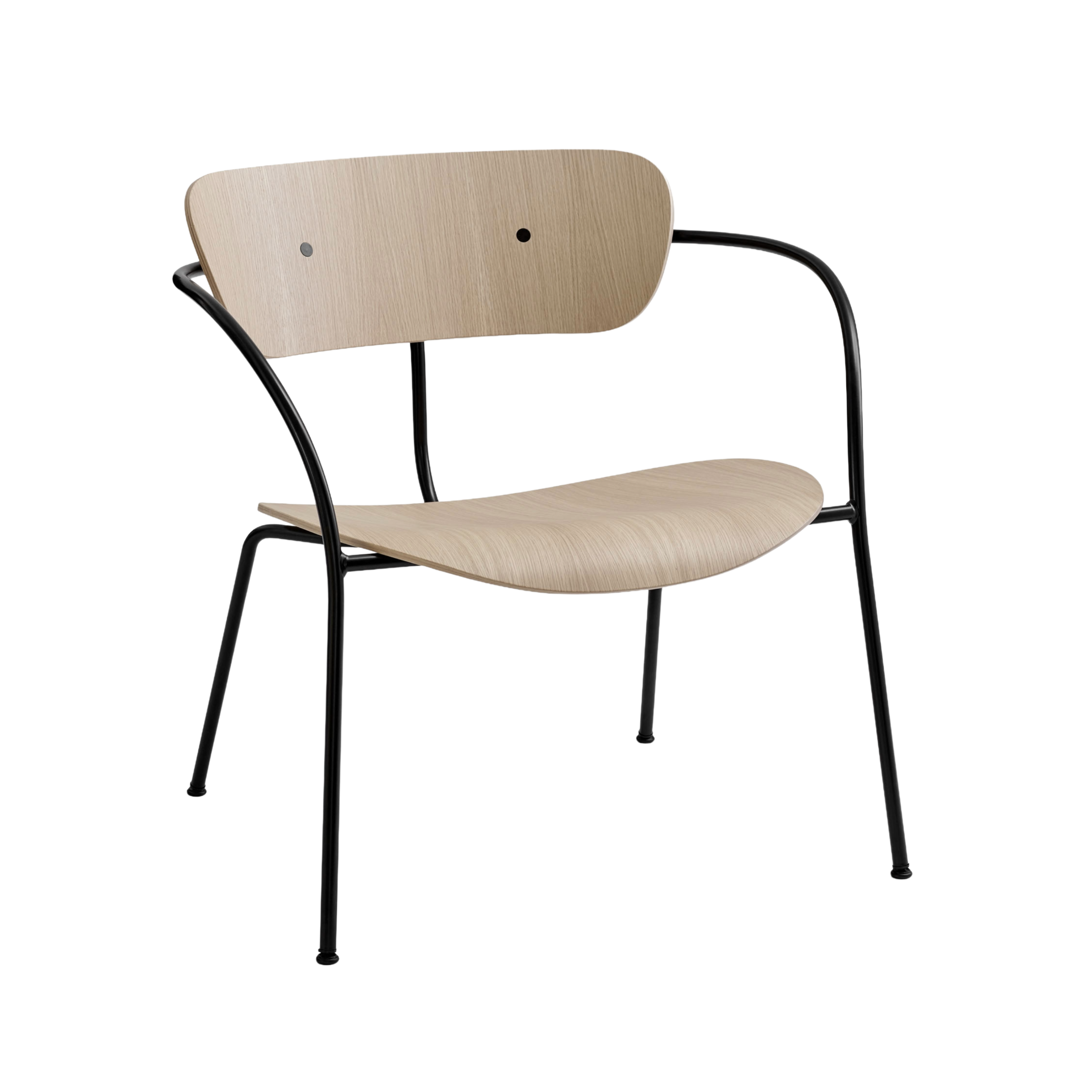 PAVILION AV5 Armchair with Armrests, Lacquered Oak with Black Base