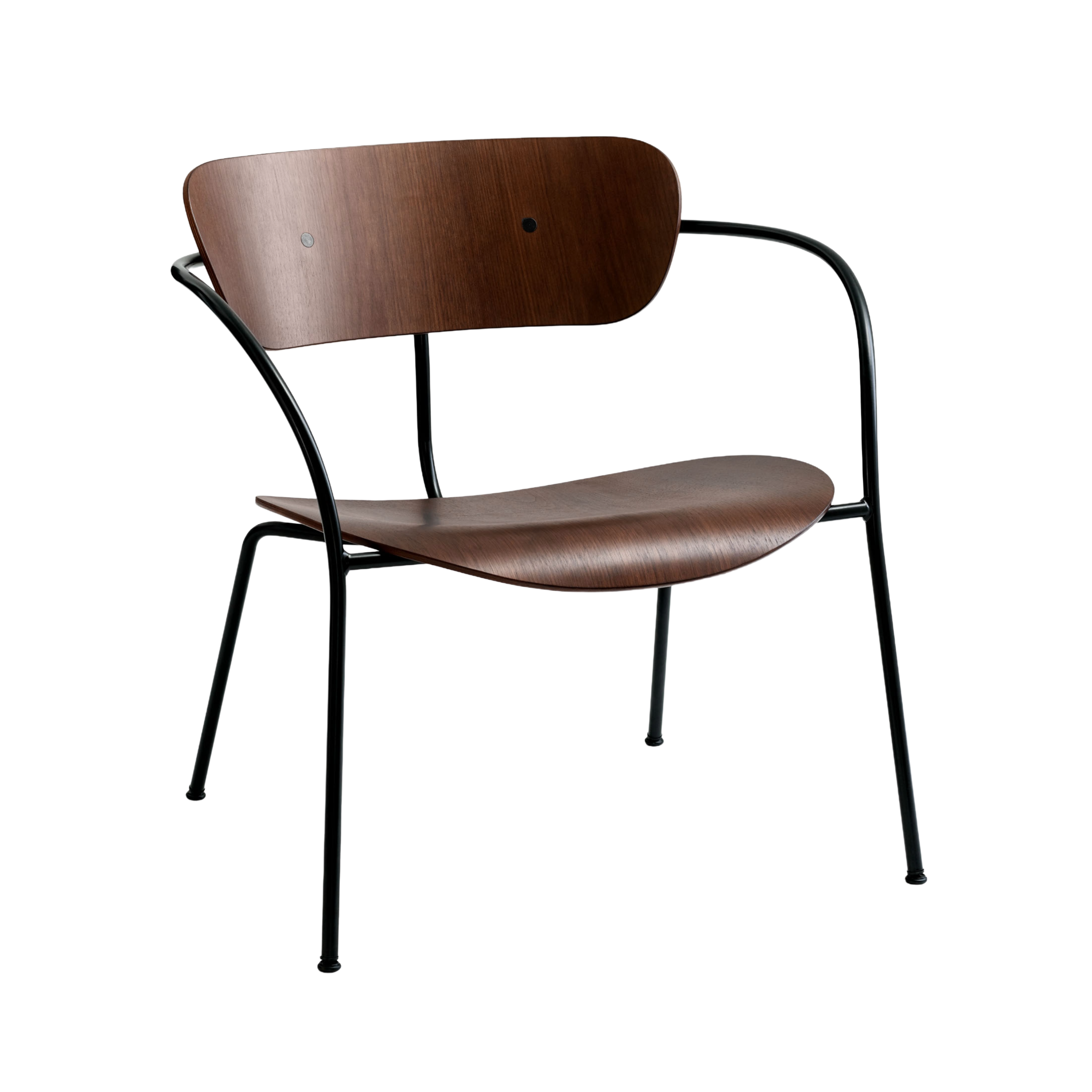 PAVILION AV5 Armchair with Armrests in Lacquered Walnut with Black Base