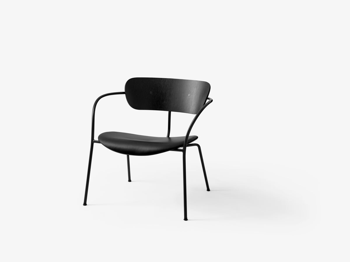 PAVILION AV6 Armchair in black lacquered oak with an upholstered seat and black base