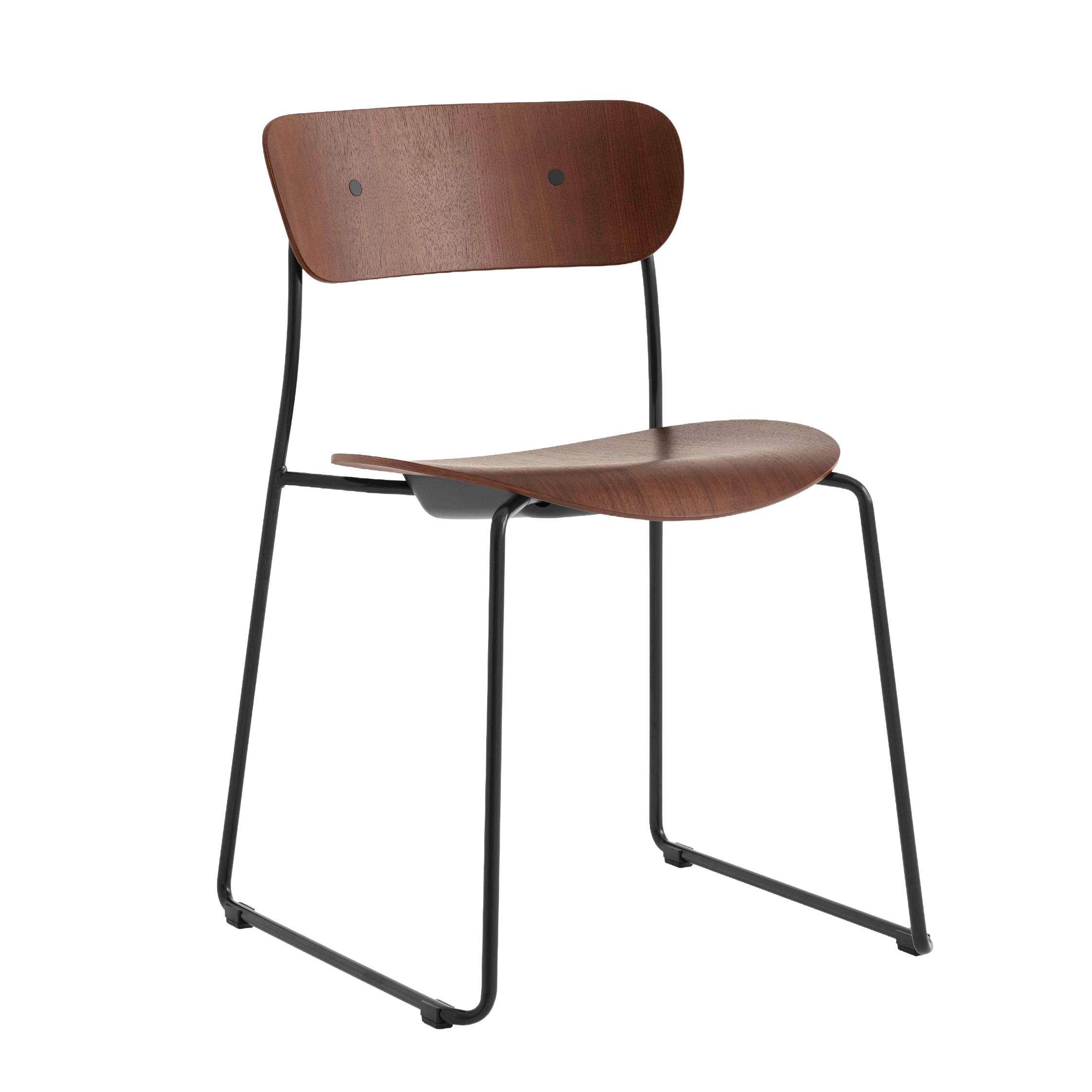 PAVILION AV51 Chair in lacquered walnut with a black base