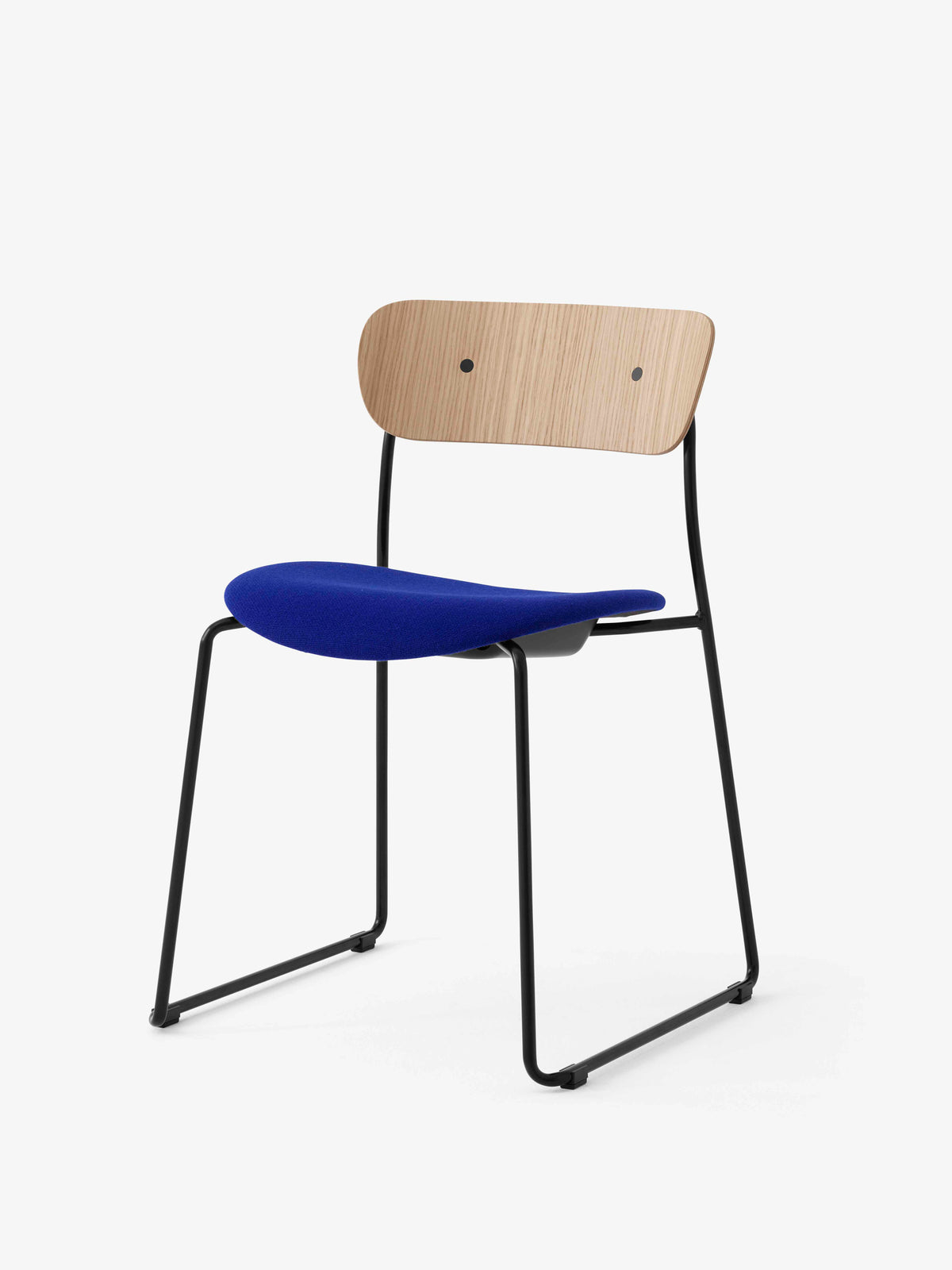 PAVILION AV52 Chair in Lacquered Oak with Upholstered Seat and Black Base